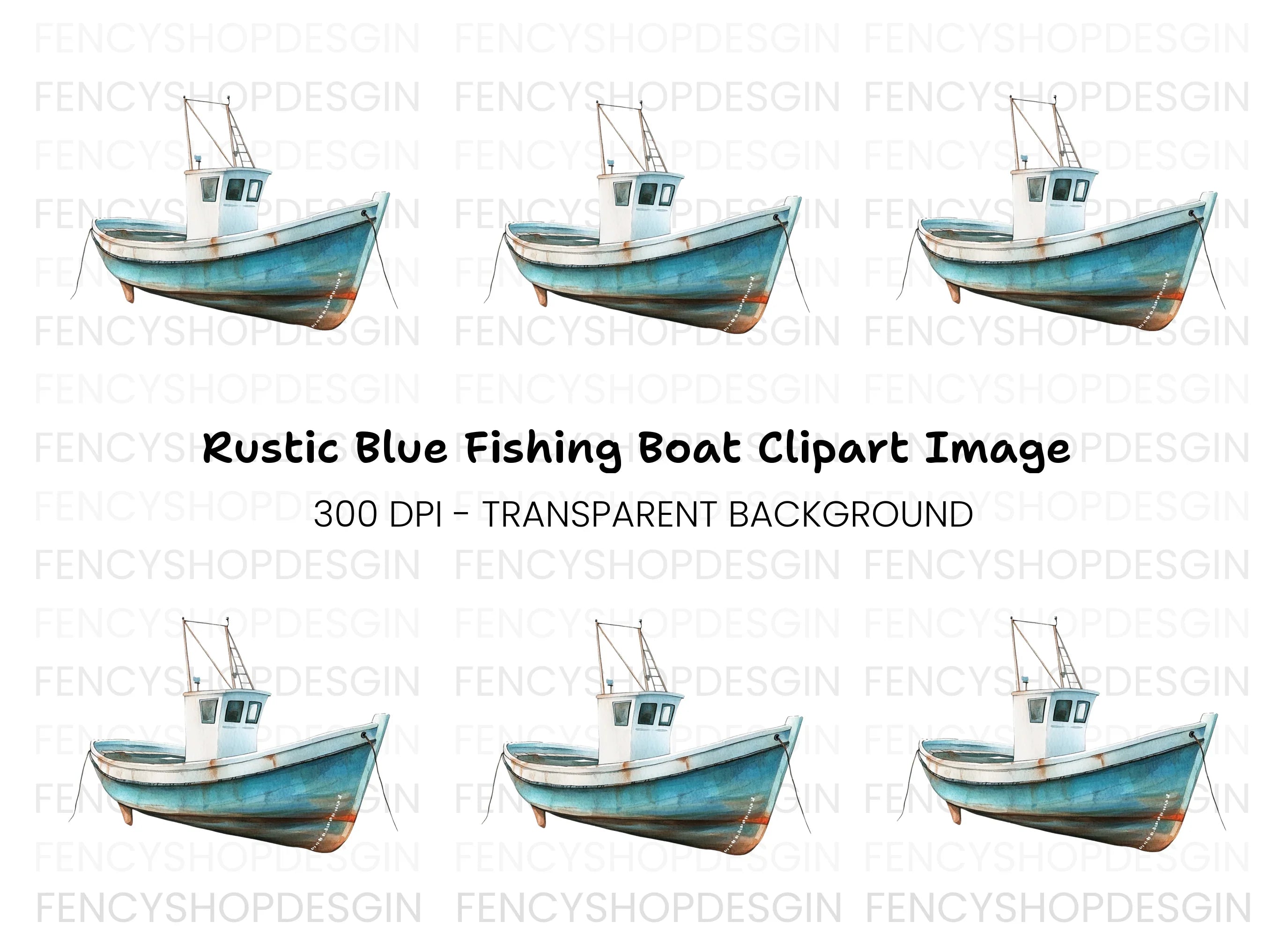 Fishing Boat Illustration Clipart Bundle