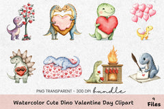 Cute Dino Valentine's Day Clipart Bundle - CraftNest - Digital Crafting and Art
