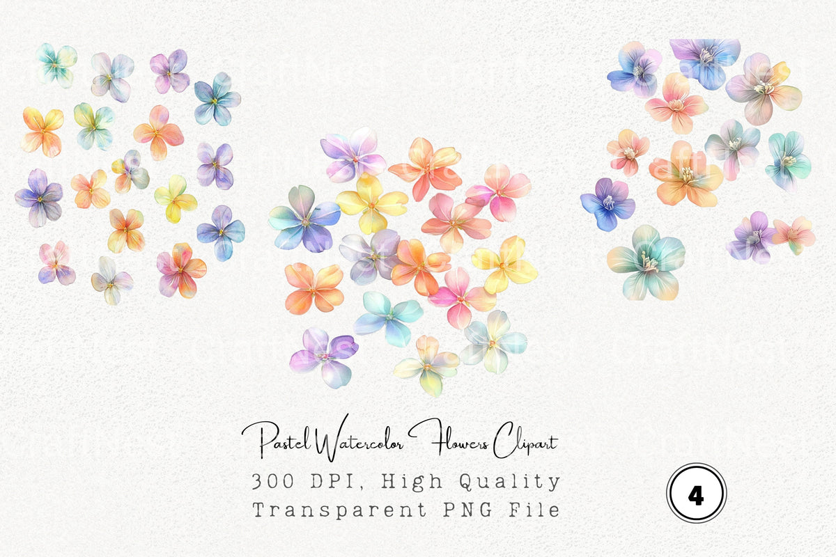 Pastel Flowers Clipart Bundle
