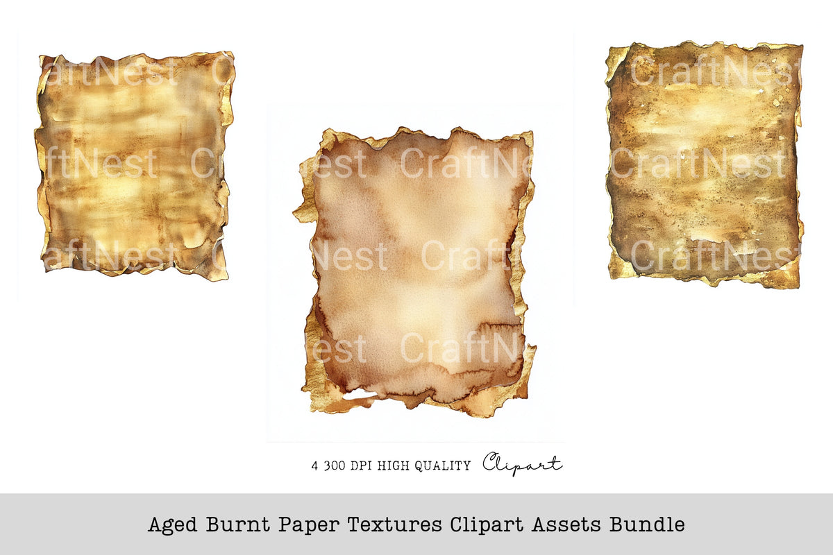 Aged Burnt Textures Clipart Bundle