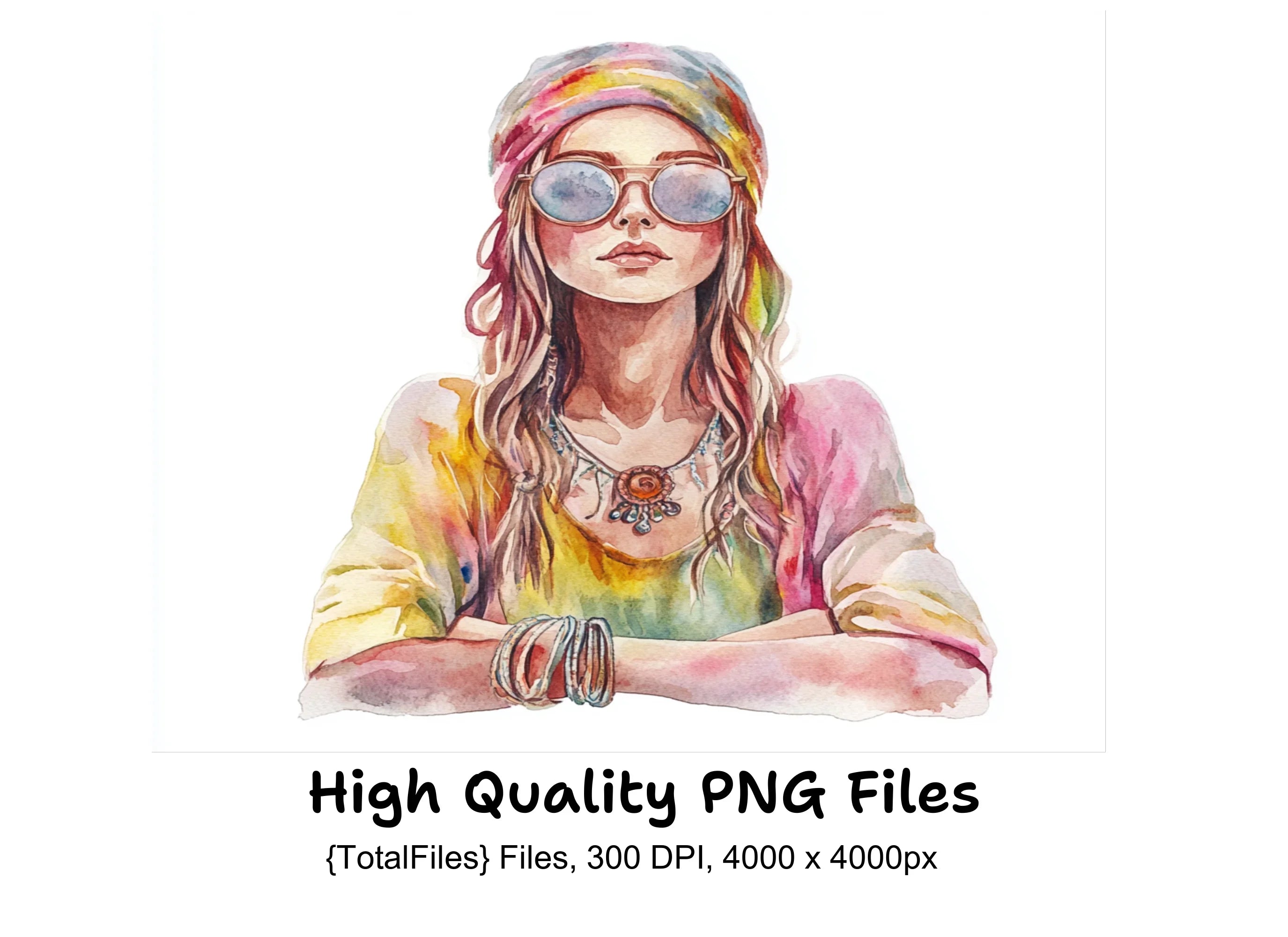 Hippie Girl Clipart Bundle