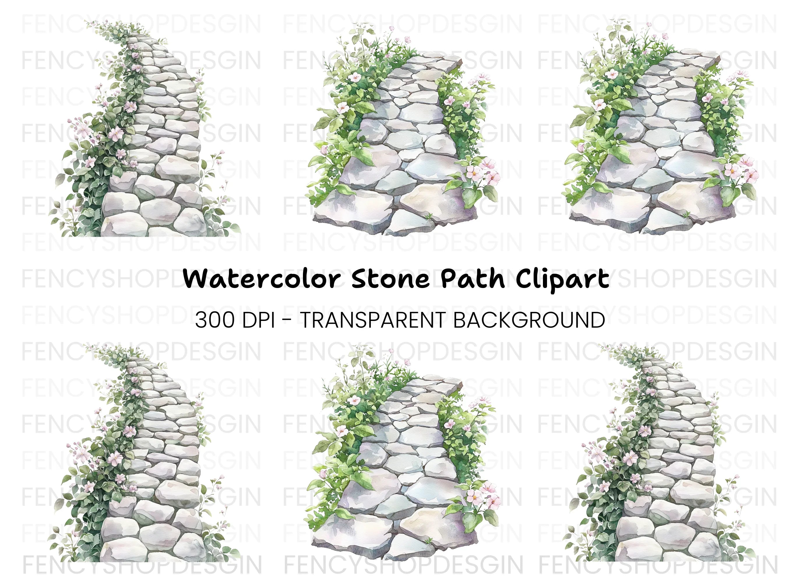 Curved Stone Path Clipart Bundle