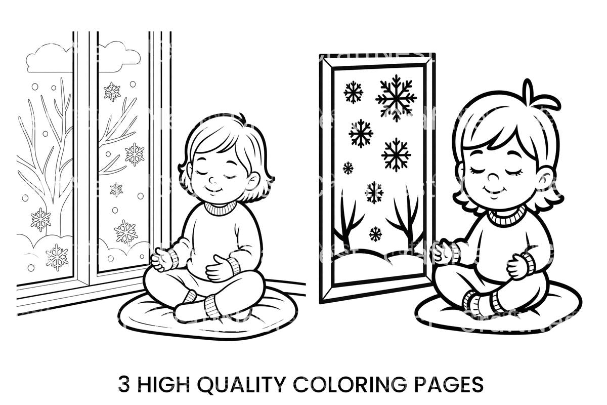 Winter Meditation Scene Coloring Books