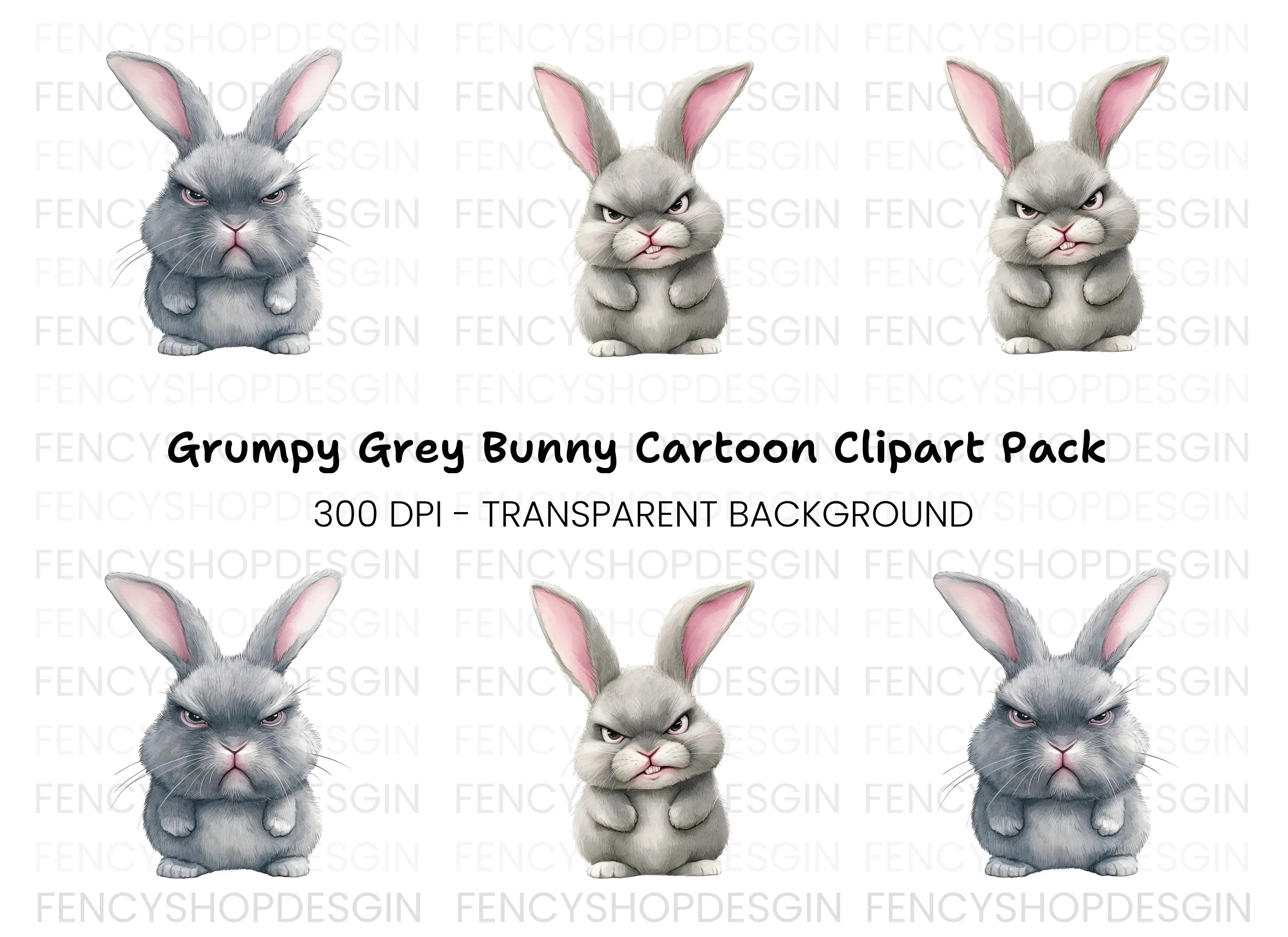 Angry Bunny Clipart Bundle