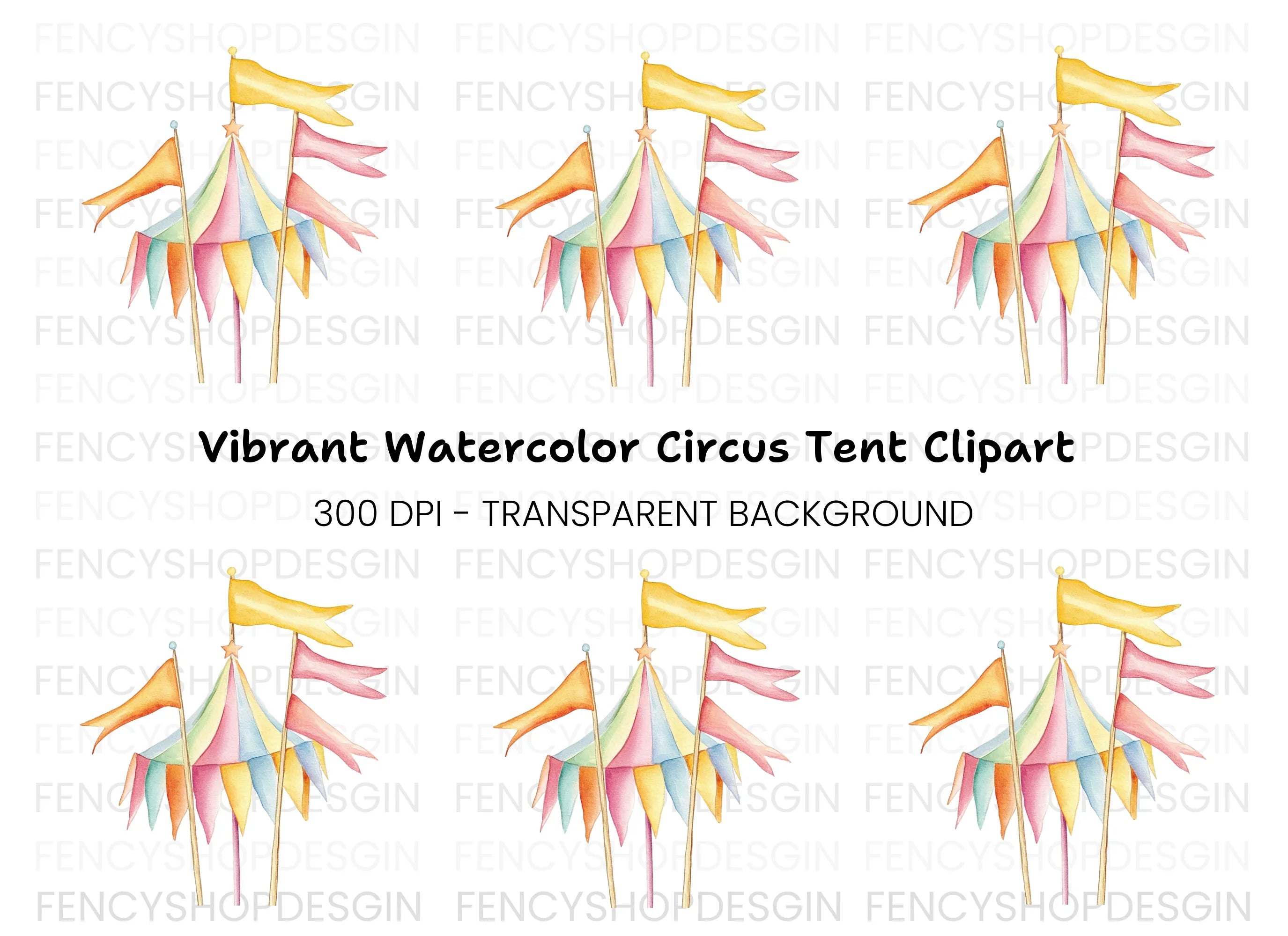 Festive Circus Flags Clipart Bundle