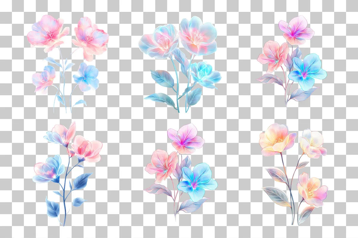 Neon Glowing Floral Art Clipart Bundle - CraftNest - Digital Crafting and Art