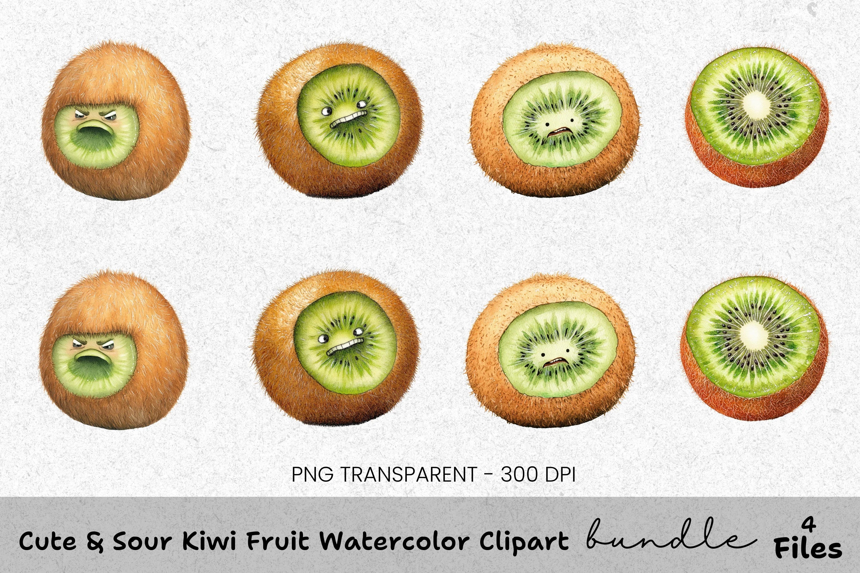 Cute Kiwi Fruit Clipart Bundle