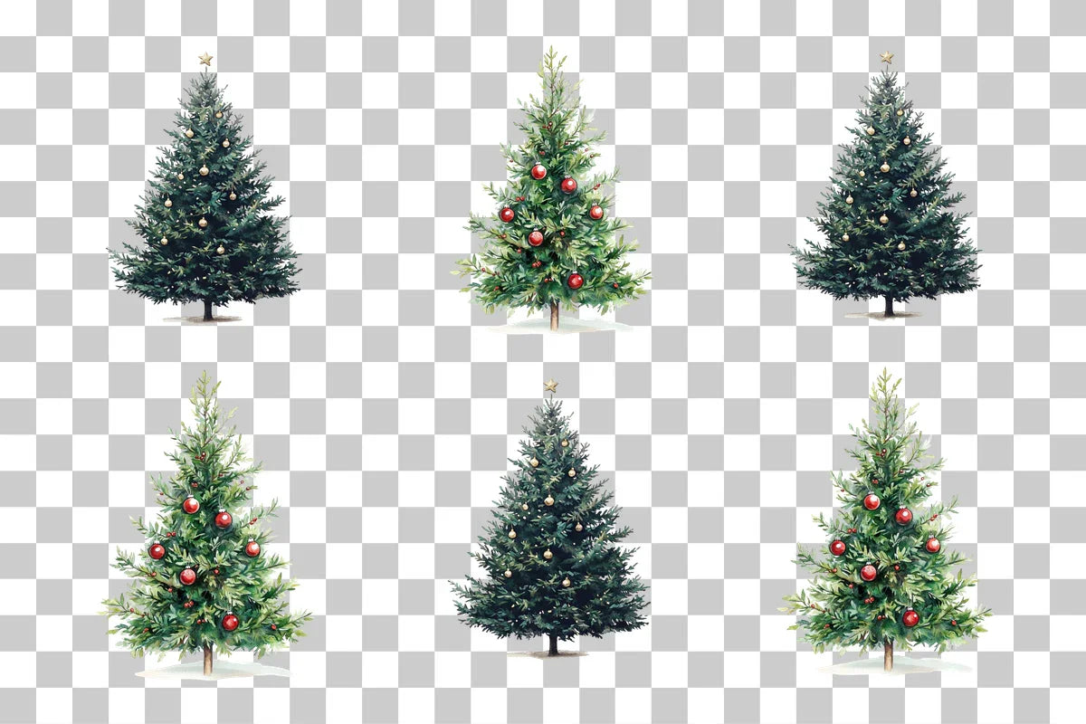 Classic Christmas Tree with Ornaments Clipart Bundle - CraftNest - Digital Crafting and Art