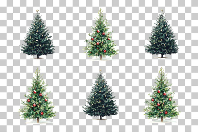 Classic Christmas Tree with Ornaments Clipart Bundle - CraftNest - Digital Crafting and Art