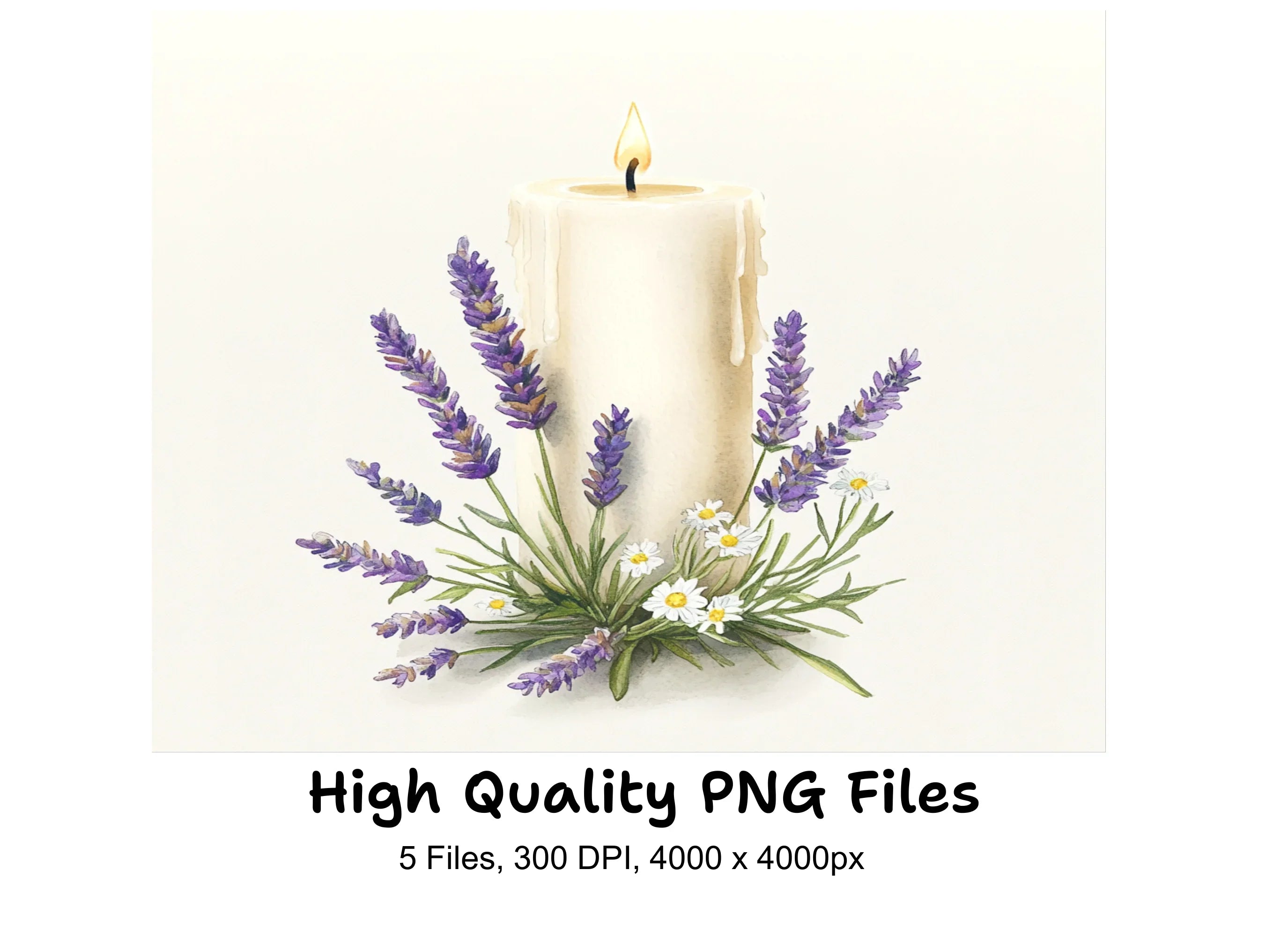 Serene Lavender Candle Clipart Bundle