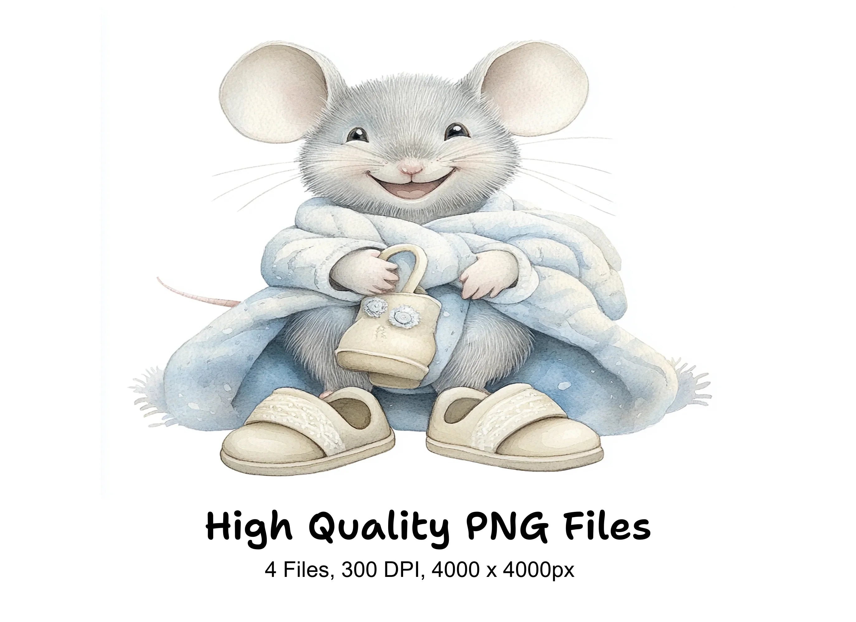 Cozy Mice with Blankets Slippers Clipart Bundle