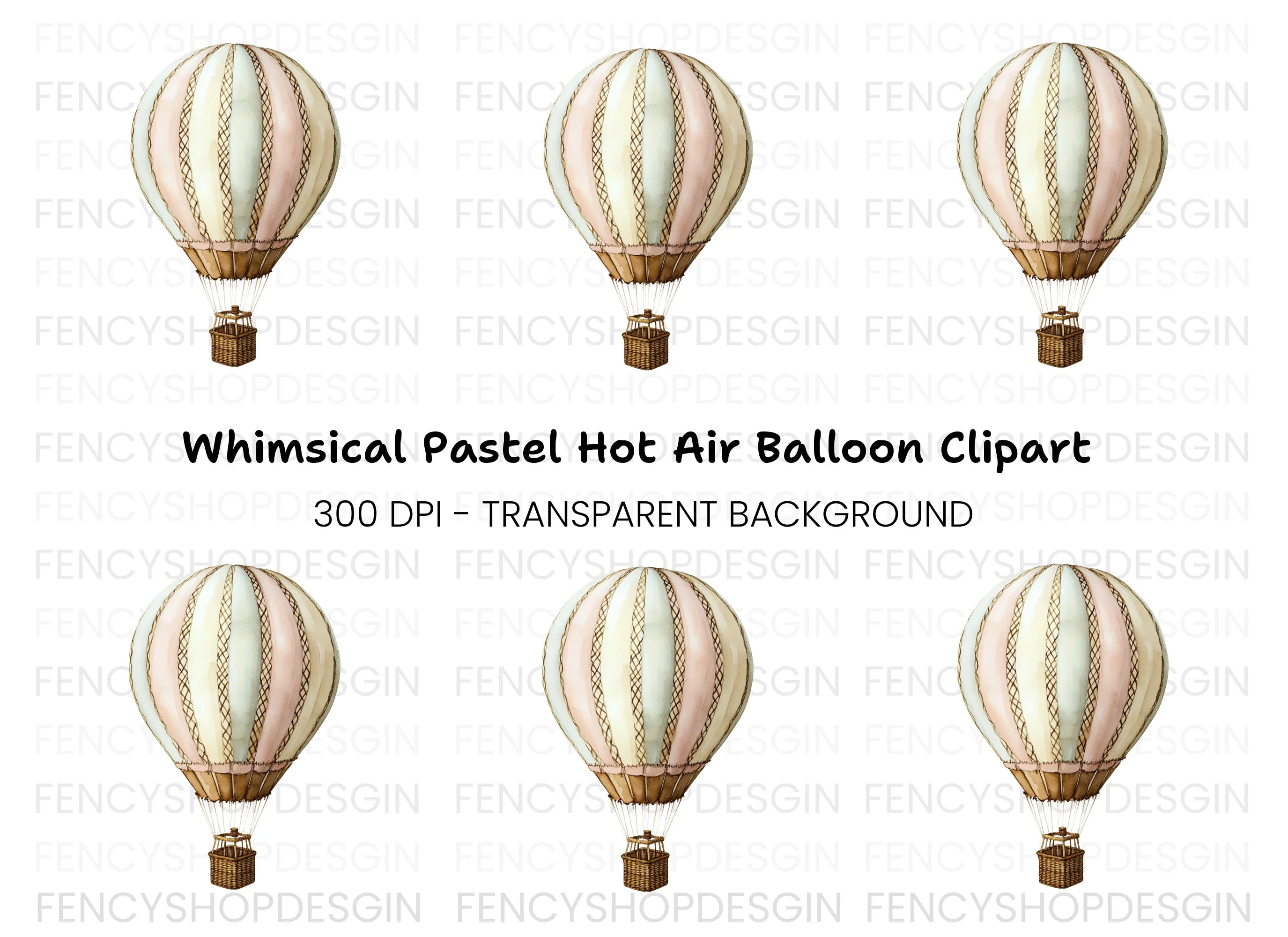 Hot Air Balloon Clipart Bundle