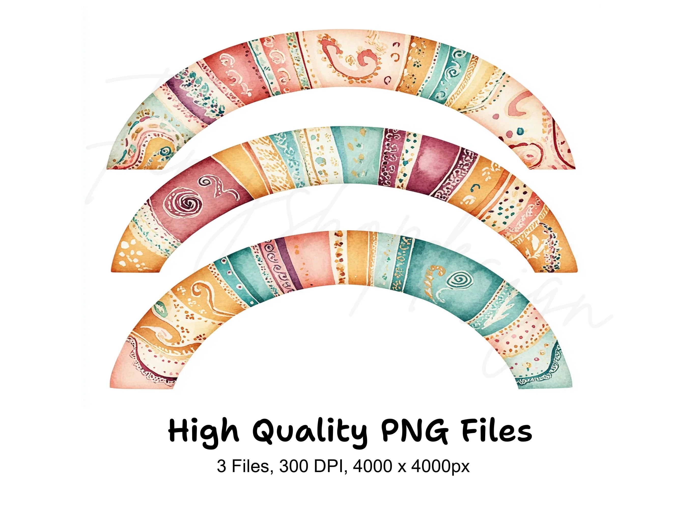 Boho Rainbow Clipart Bundle