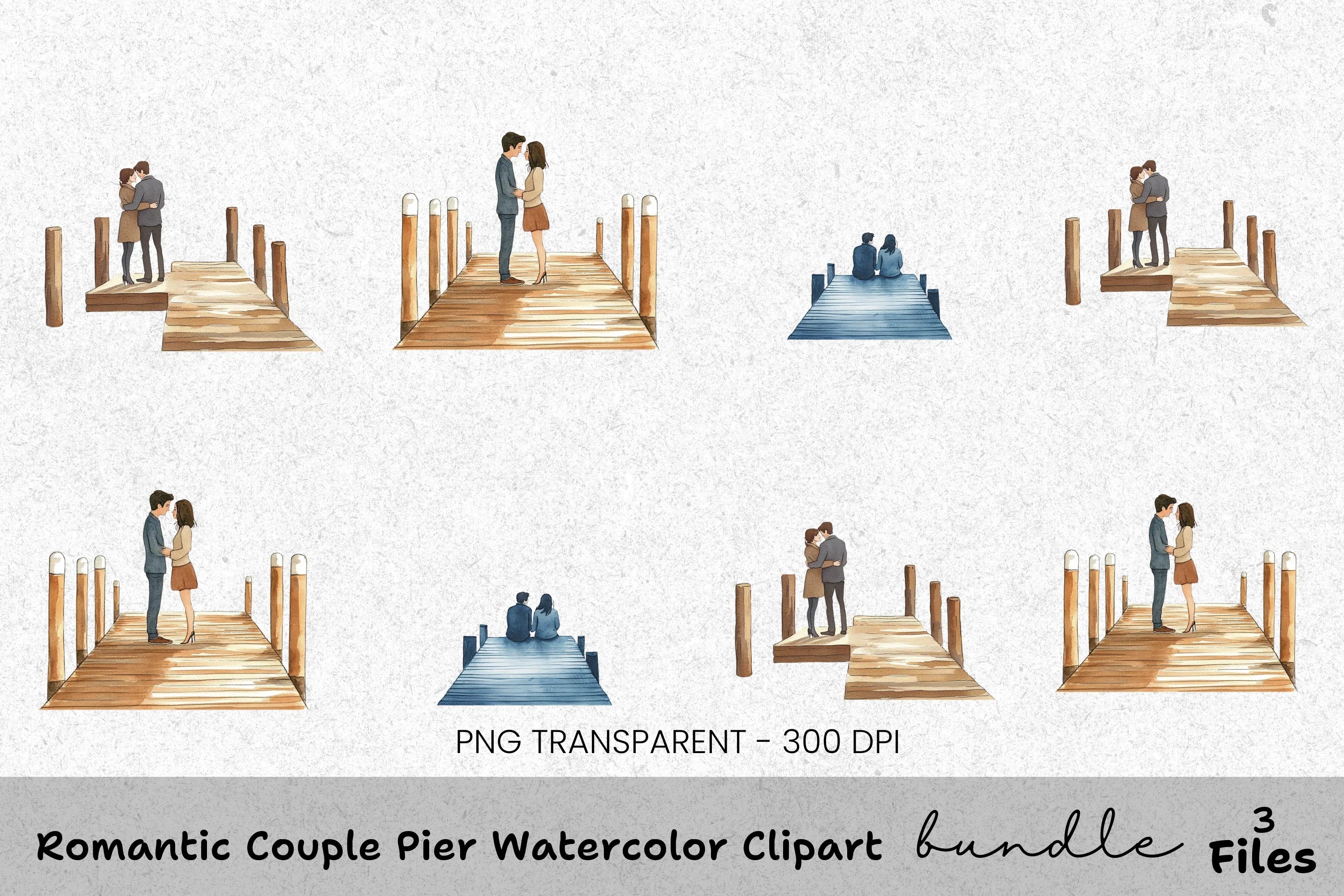 Romantic Couple Pier Clipart Bundle