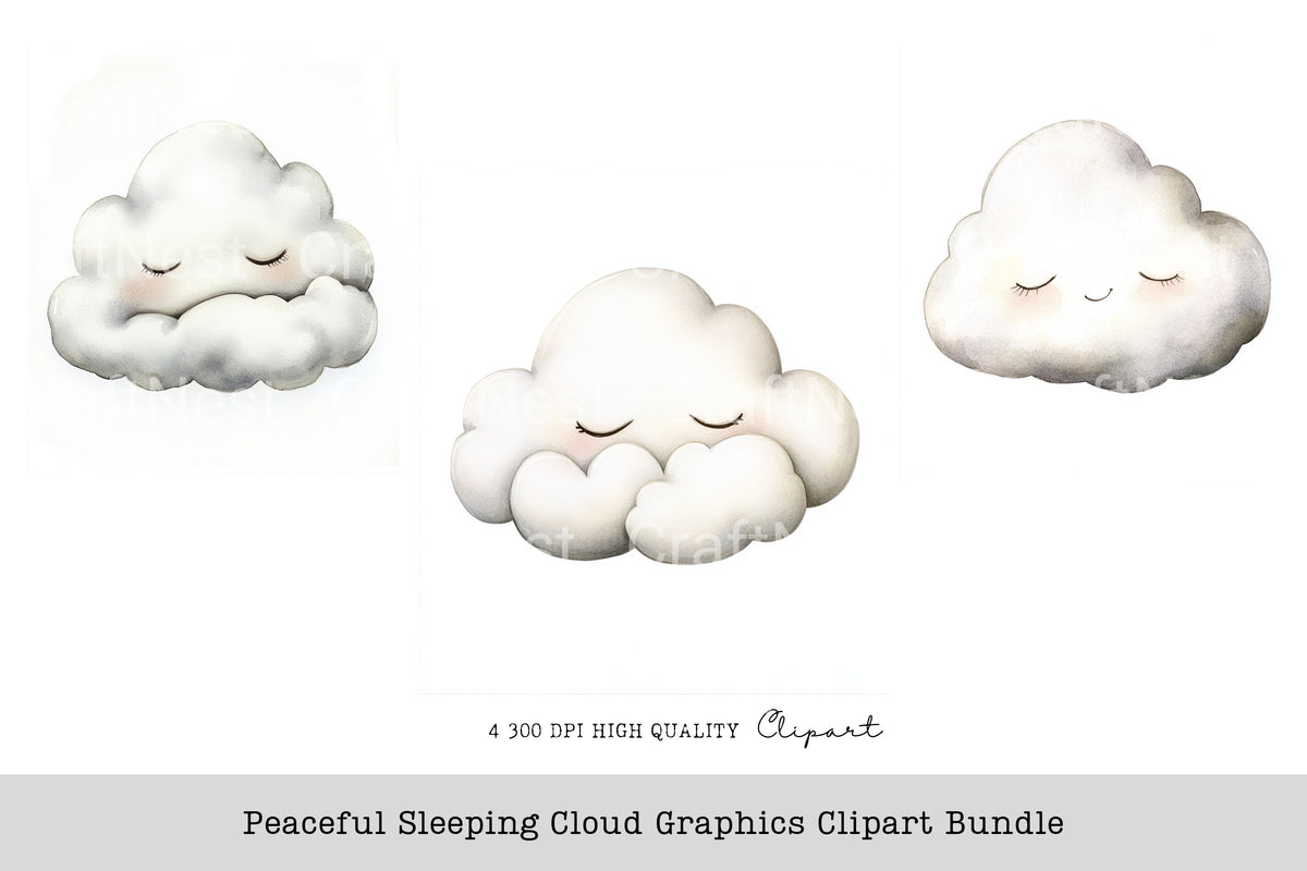 Peaceful Sleeping Cloud Graphics Clipart Bundle