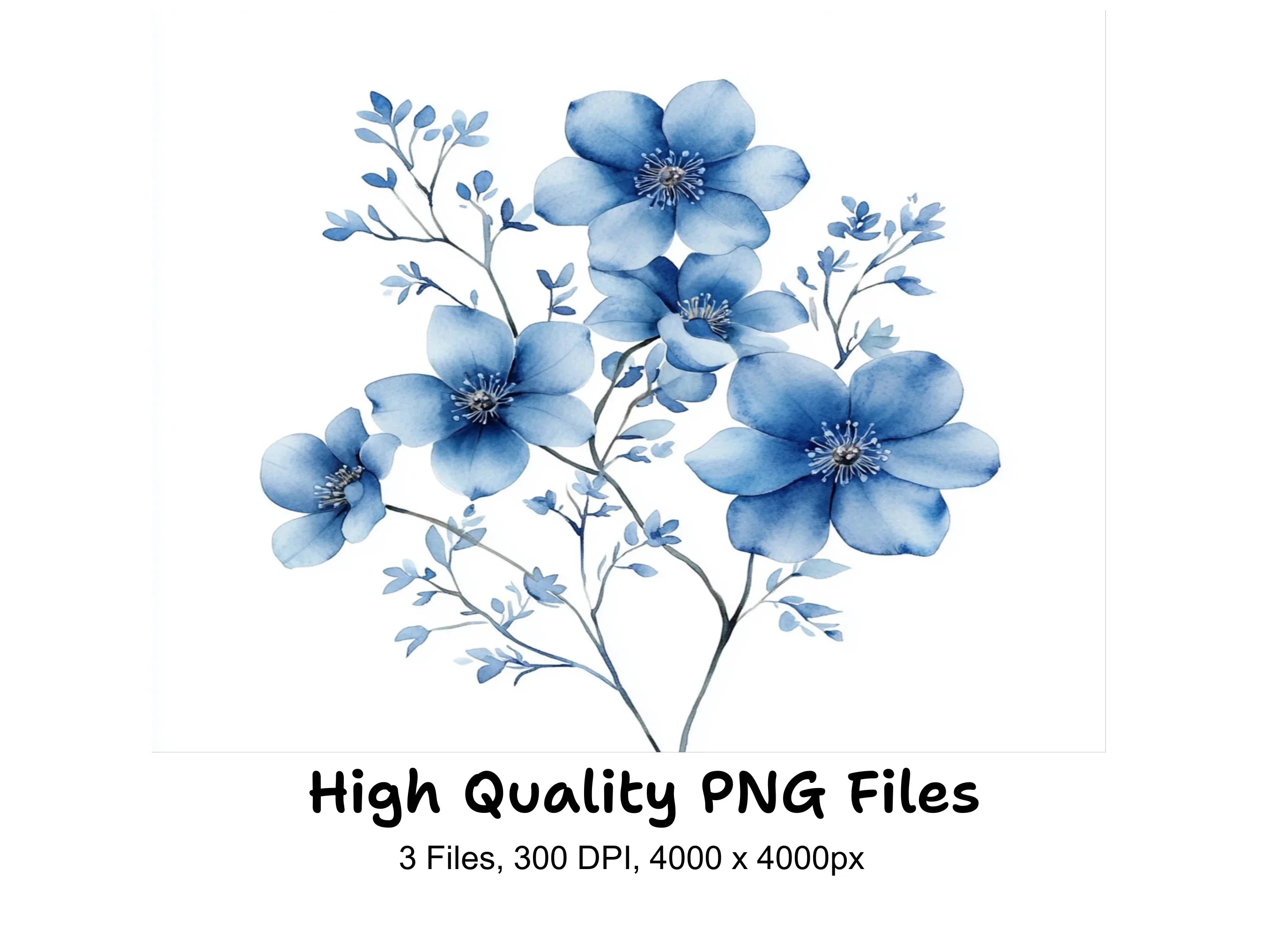 Vibrant Blue Flower Clipart Bundle