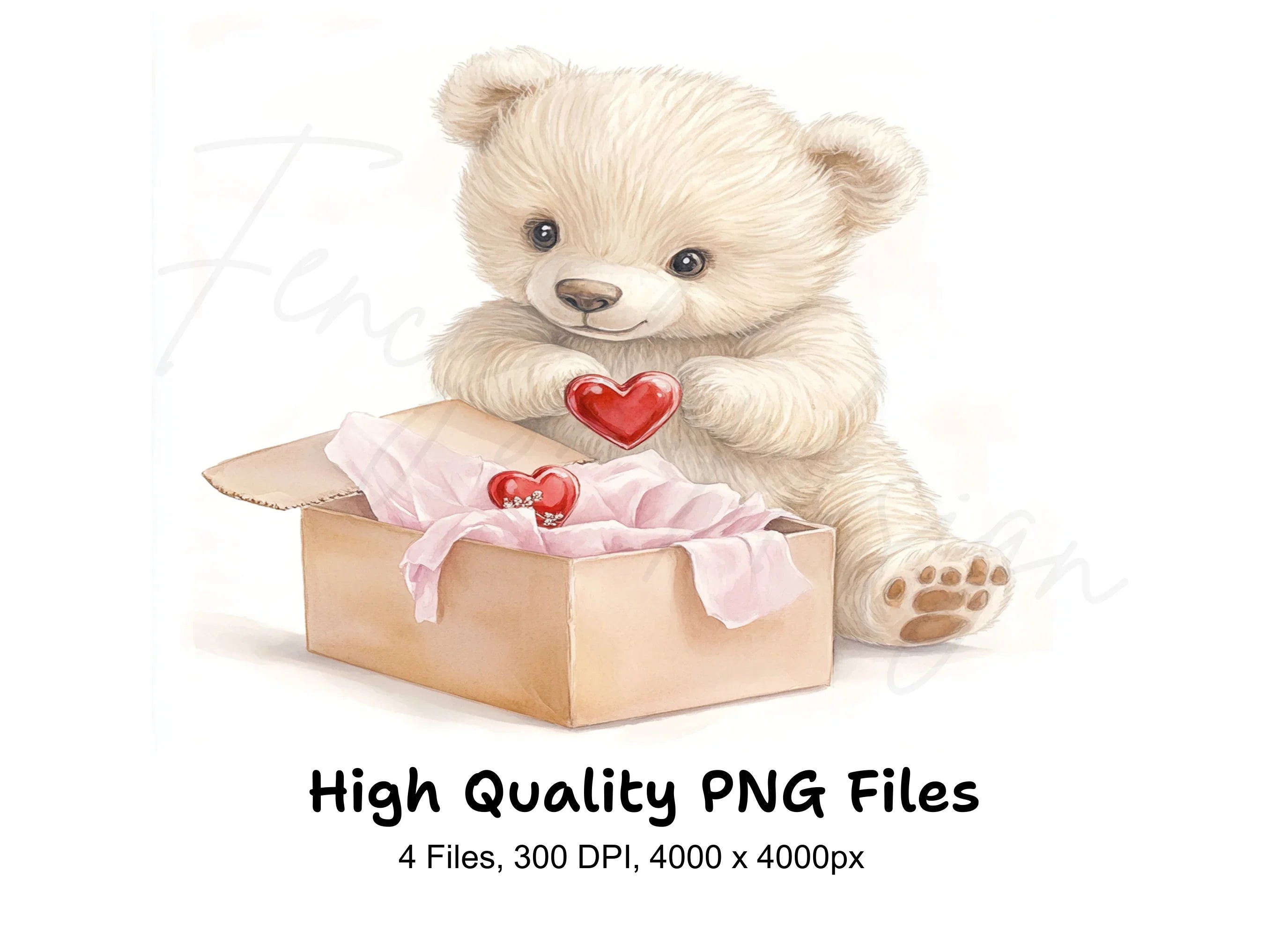 Cute Teddy Bear with Gift Box Clipart Bundle