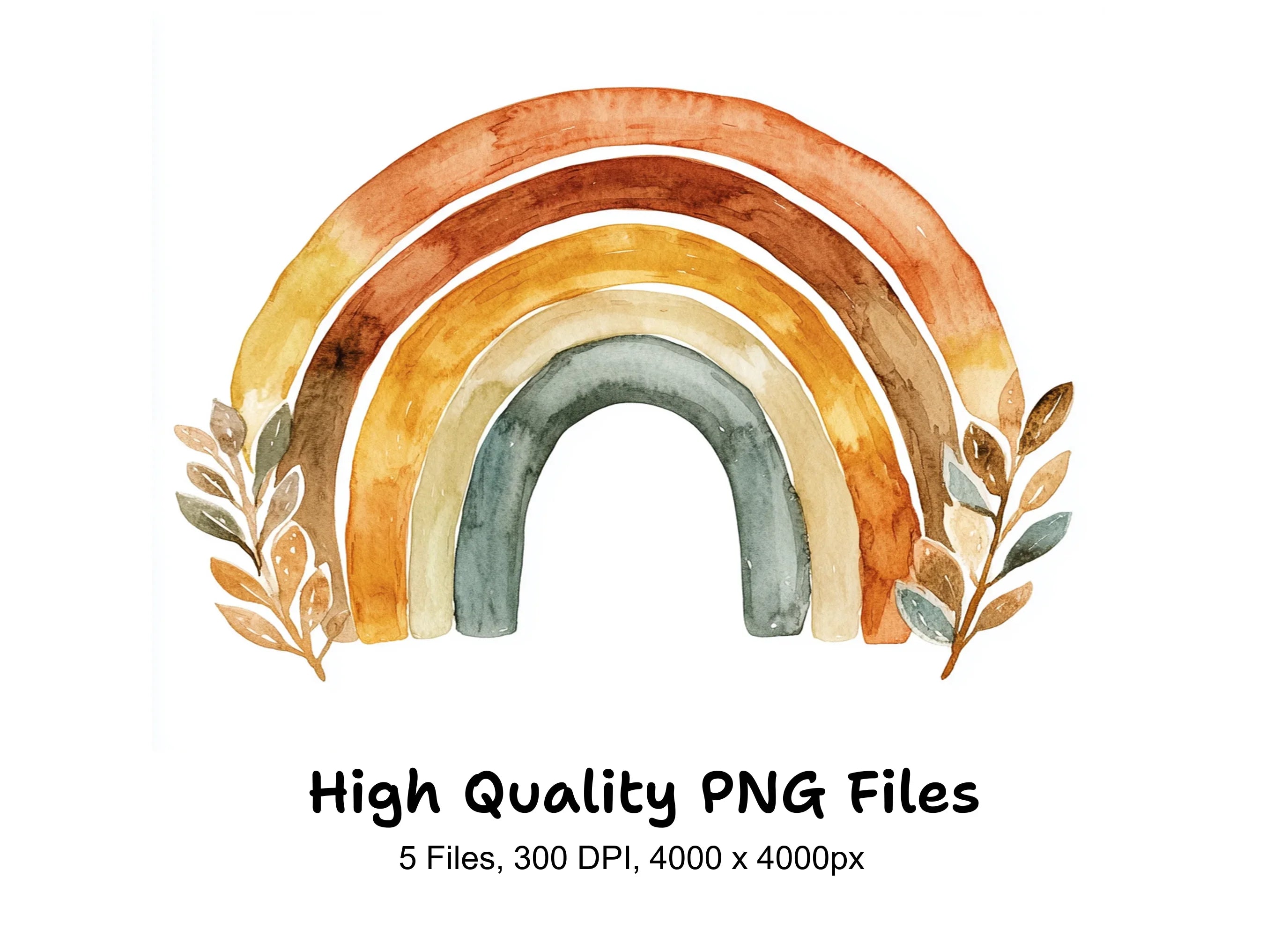 Autumn Floral Rainbow Clipart Bundle