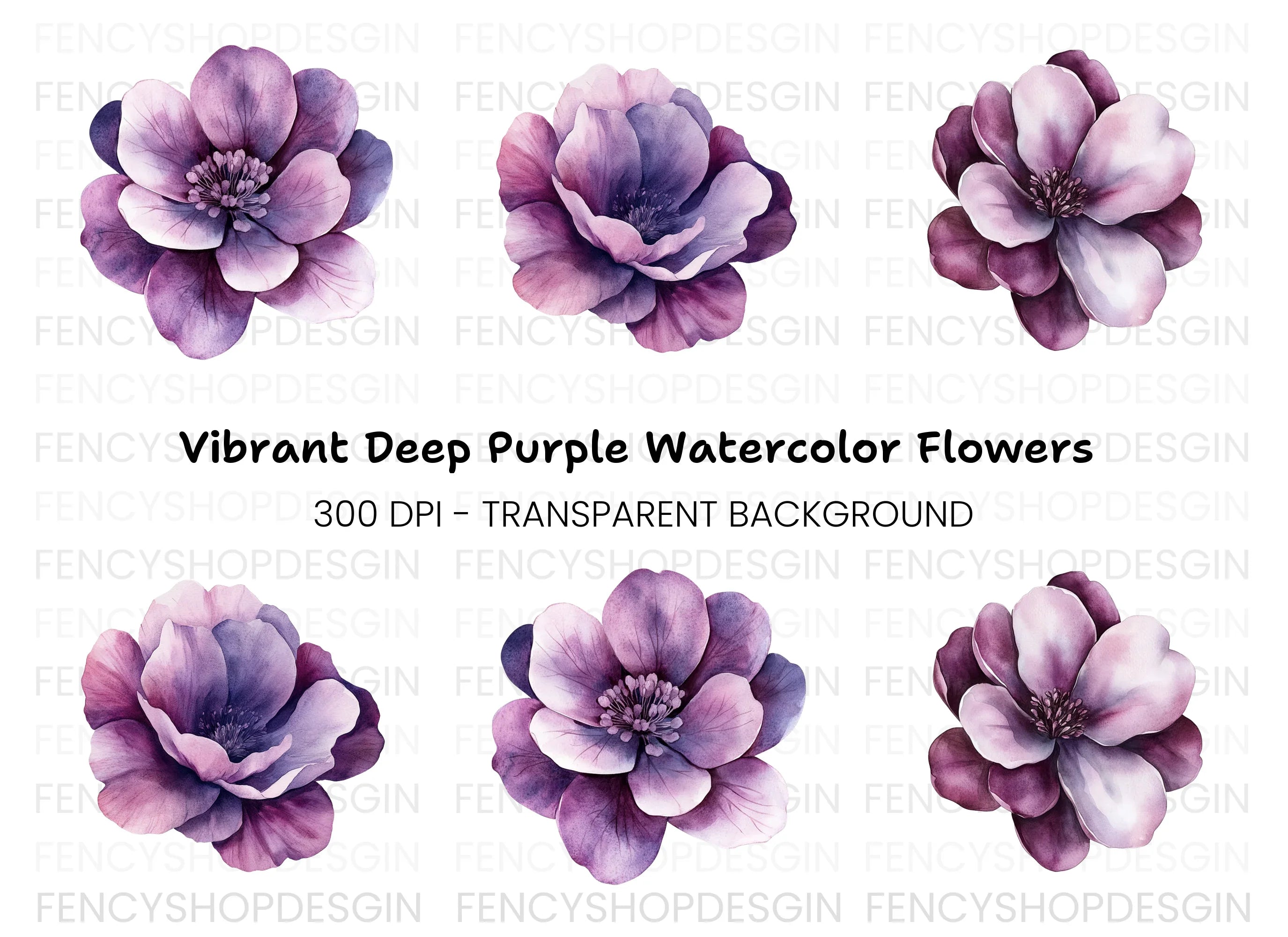 Purple Flowers Clipart Bundle