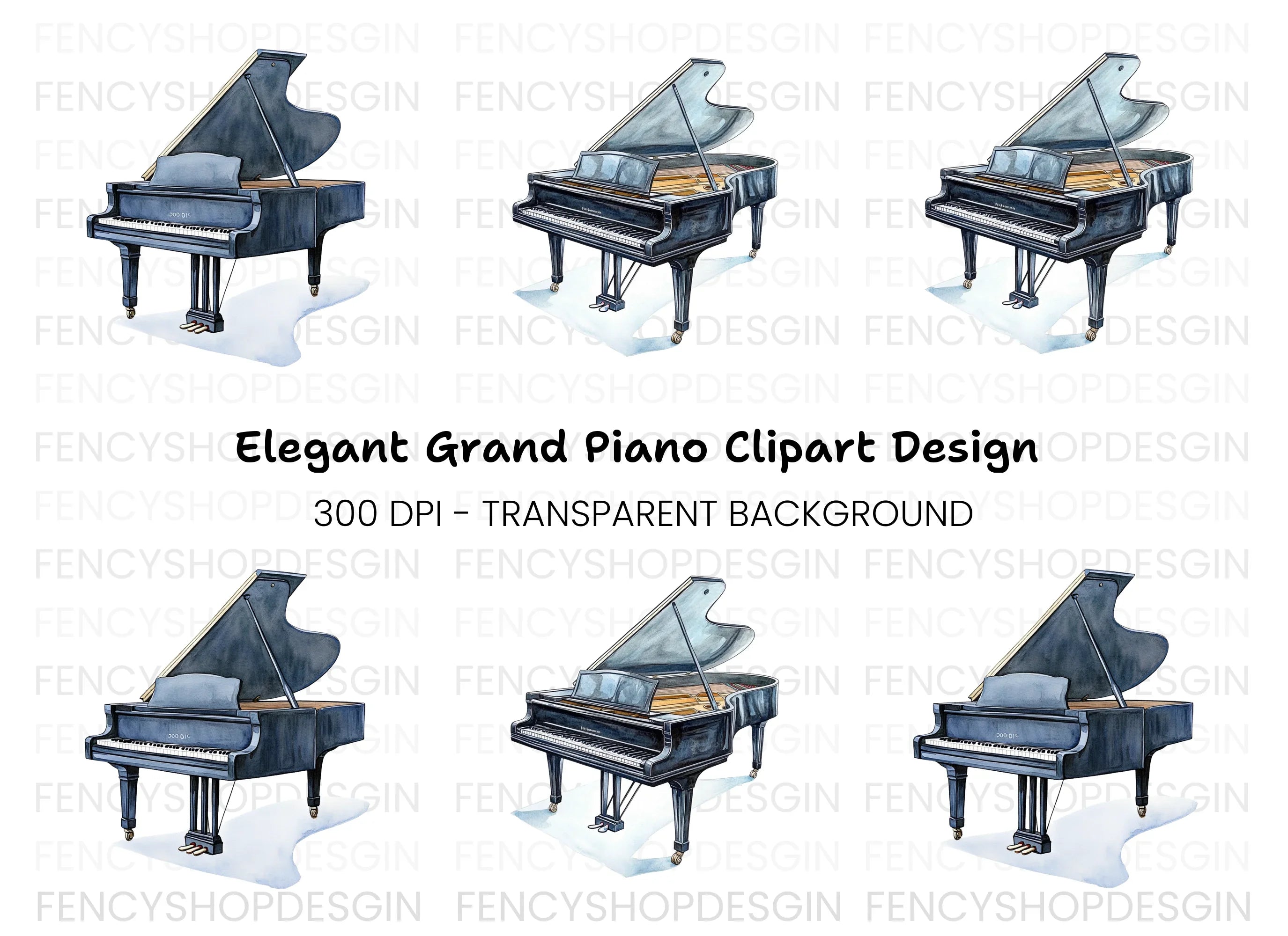 Grand Piano Clipart Bundle