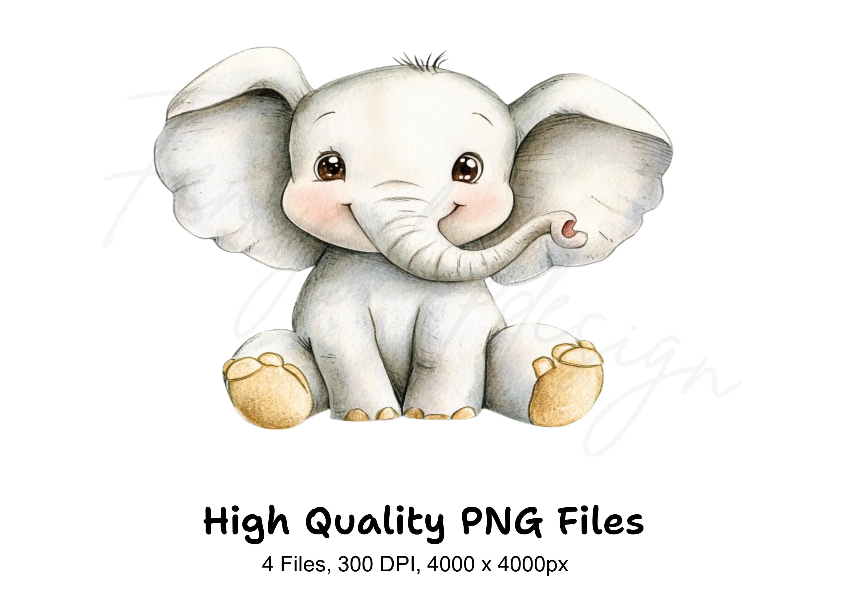 Baby Elephant Clipart Bundle