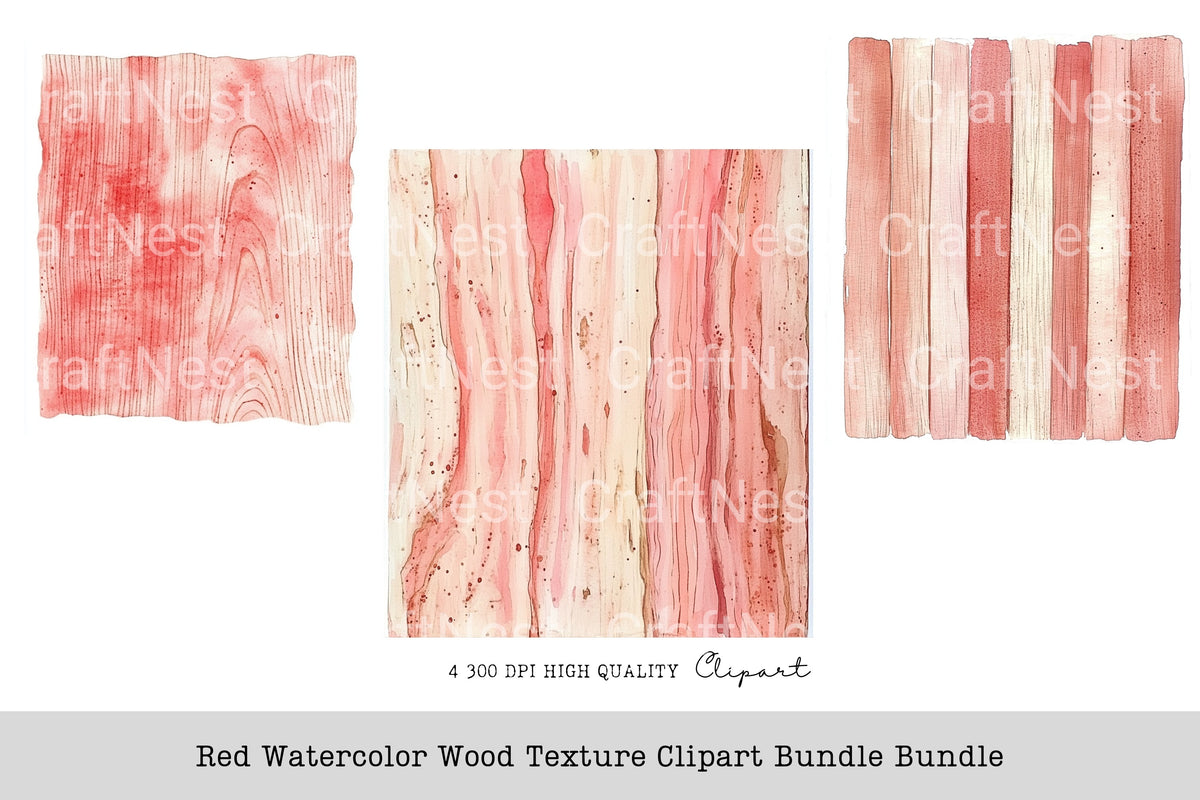 Red Wood Texture Clipart Bundle