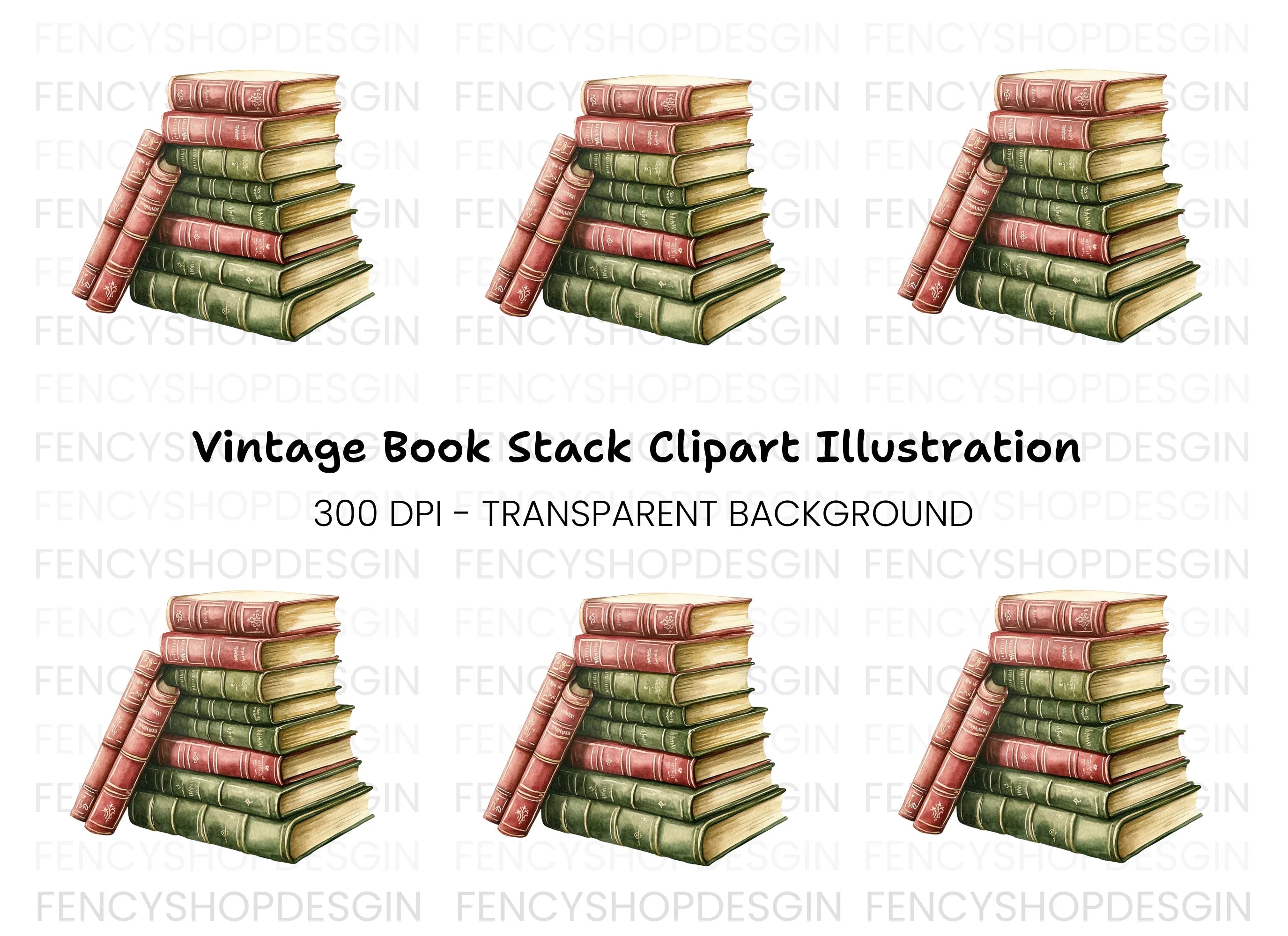 Vintage Book Stack Clipart Bundle