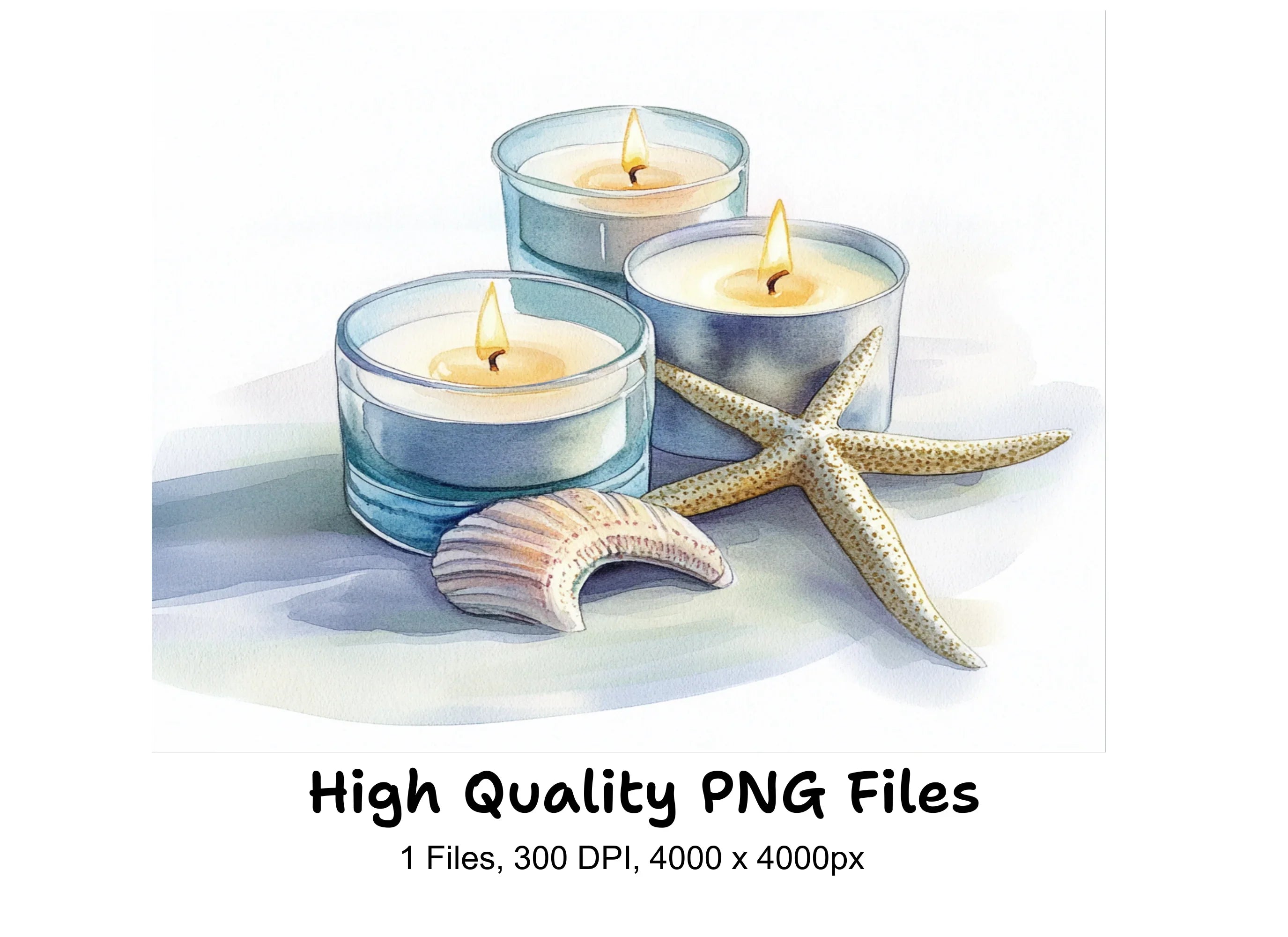 Tealight Candles and Starfish Clipart Bundle