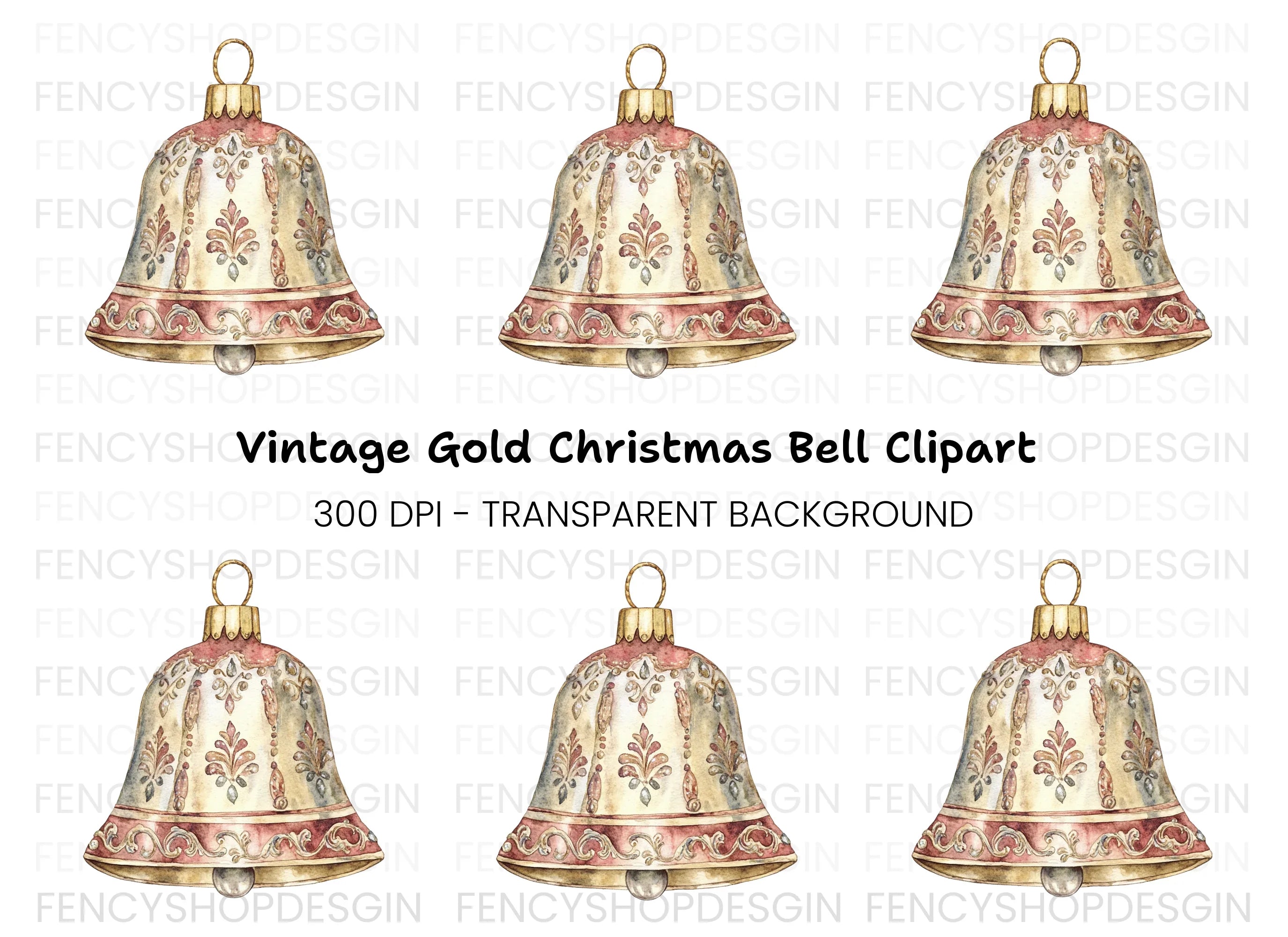 Elegant Christmas Bell Clipart Bundle
