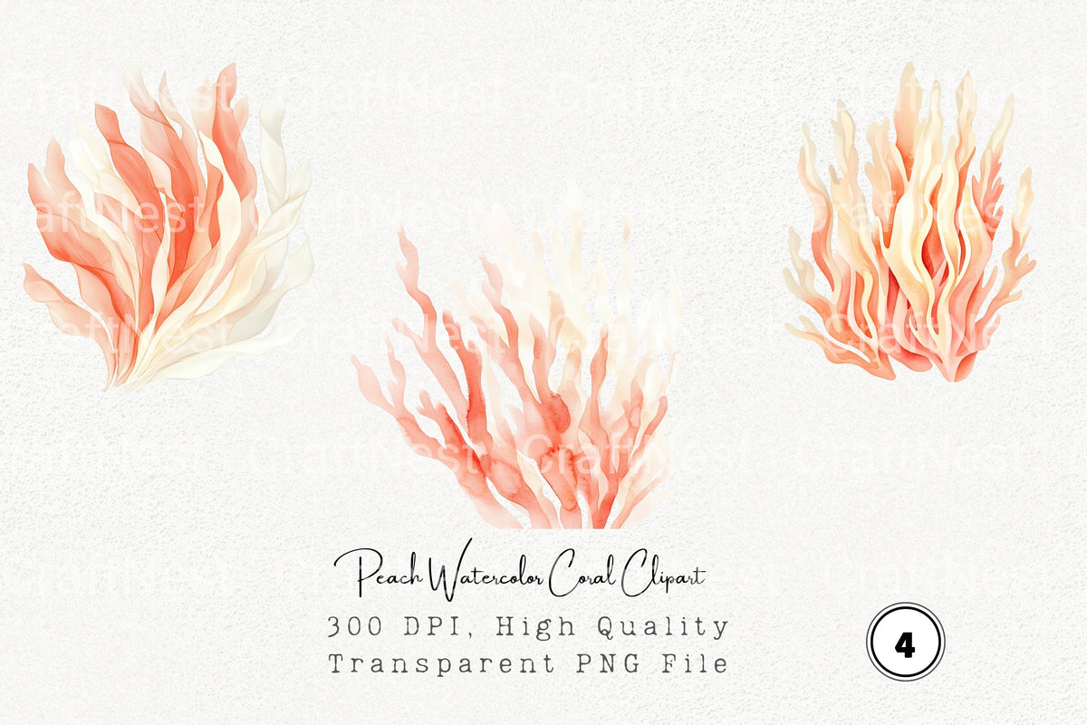 Peach Coral Clipart Bundle