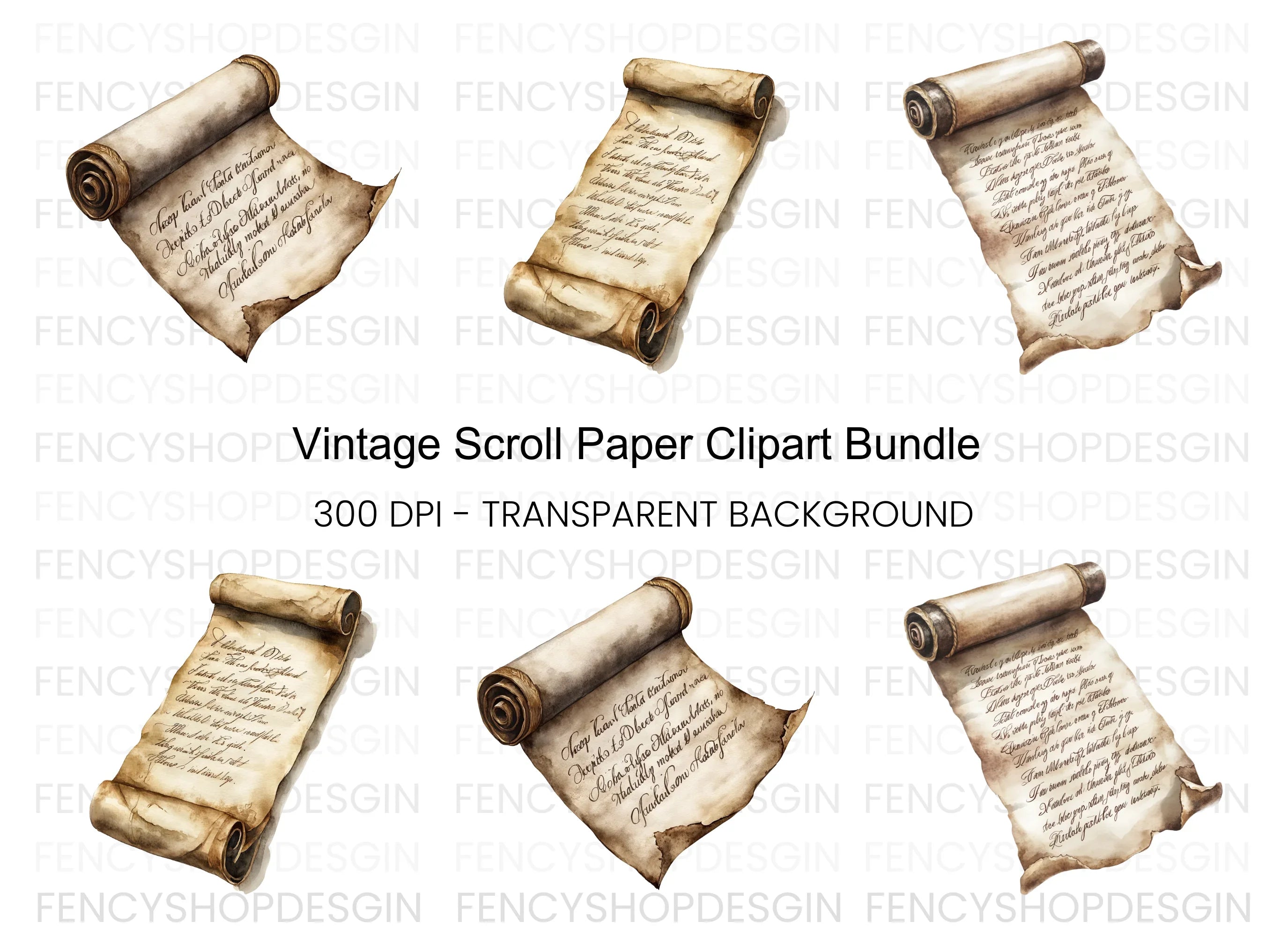 Vintage Scroll Clipart Bundle