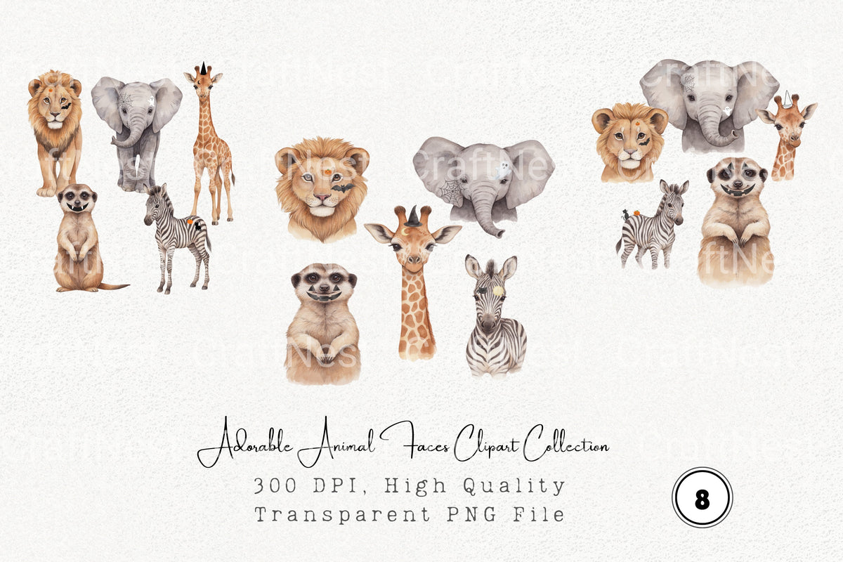 Adorable Animal Faces Clipart Bundle