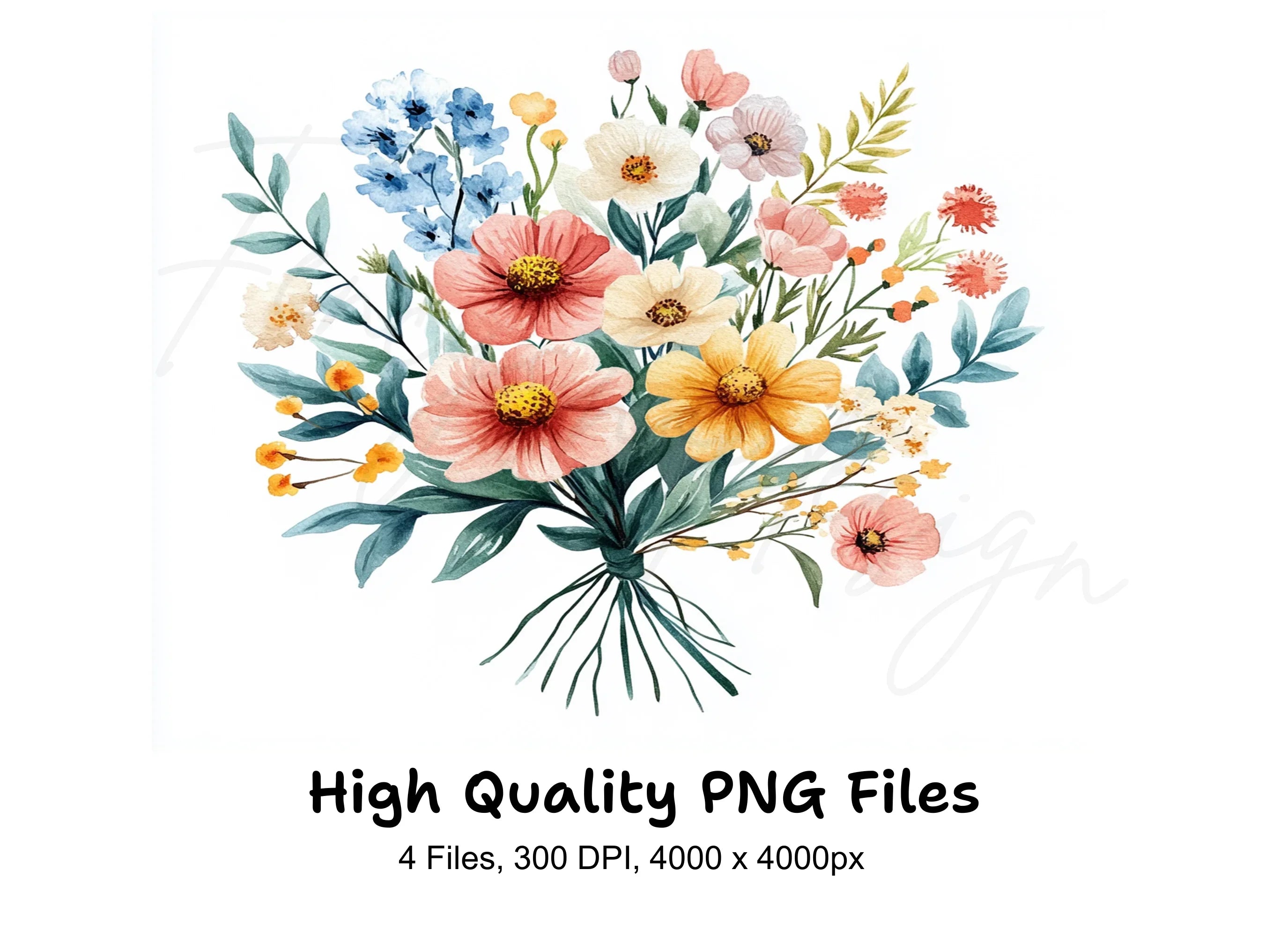 Rustic Flower Bouquets Clipart Bundle