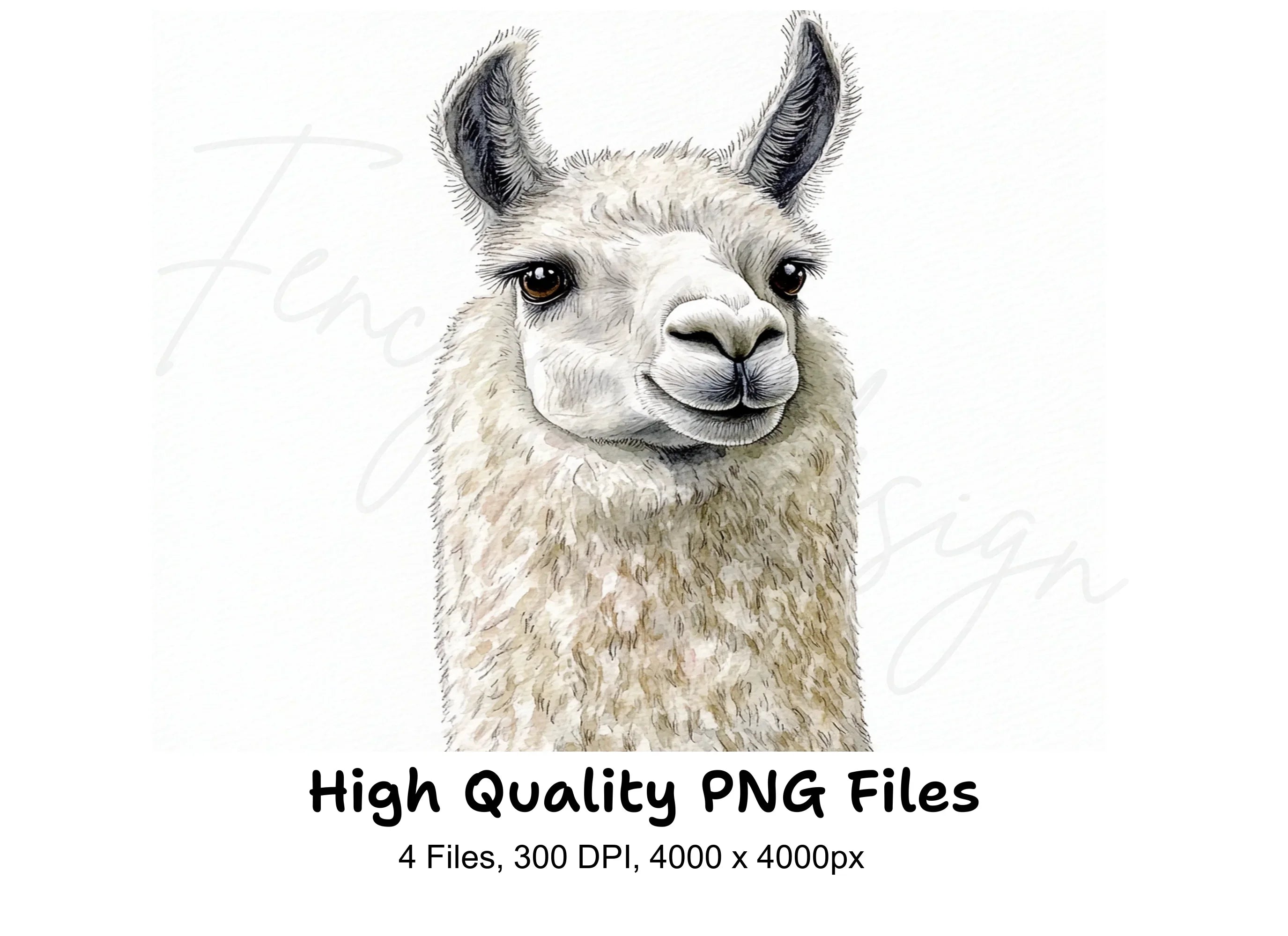 Cute Llama Face Clipart Bundle