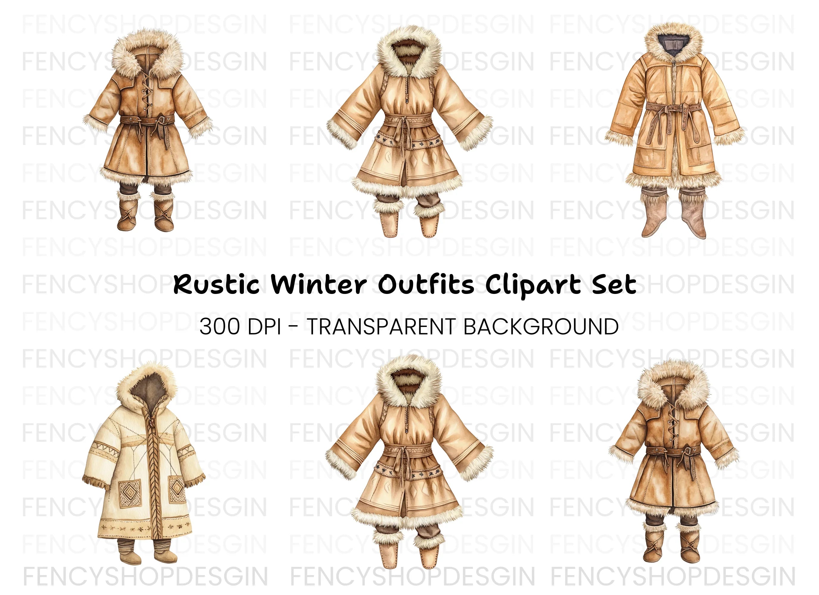 Eskimo Winter Outfit Clipart Bundle