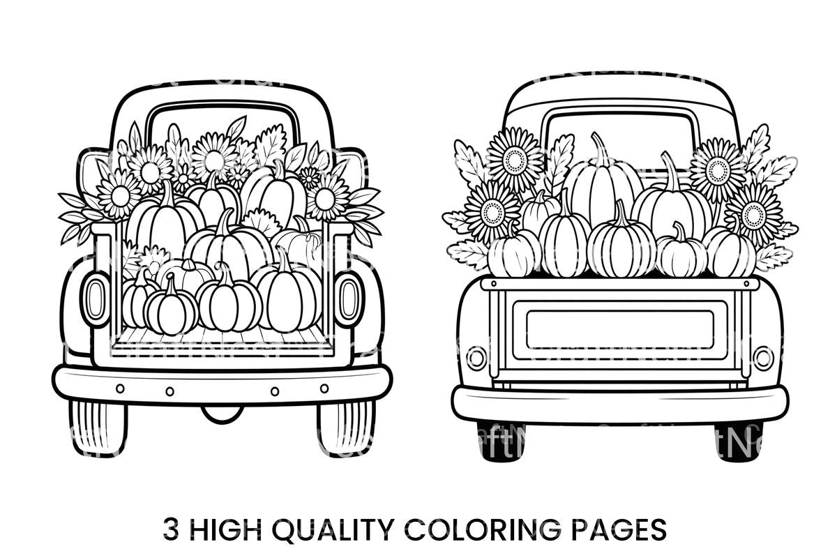 Fall Truck with Pumpkins Coloring Books