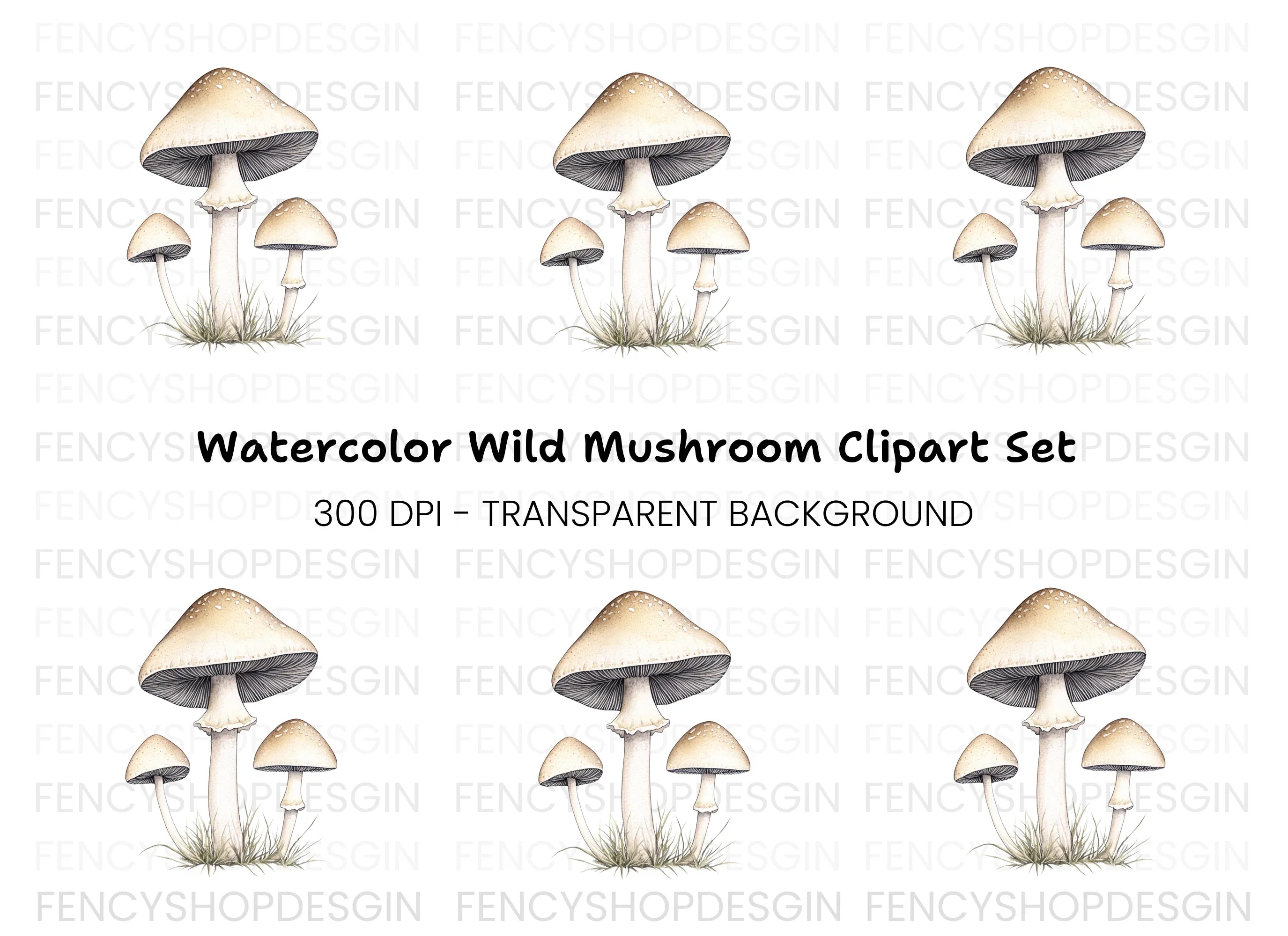 Forest Mushroom Clipart Bundle