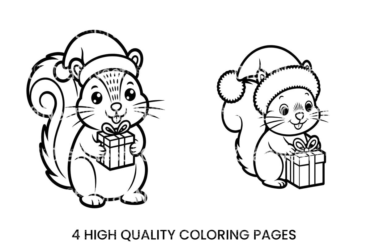 Christmas Squirrel Coloring Books