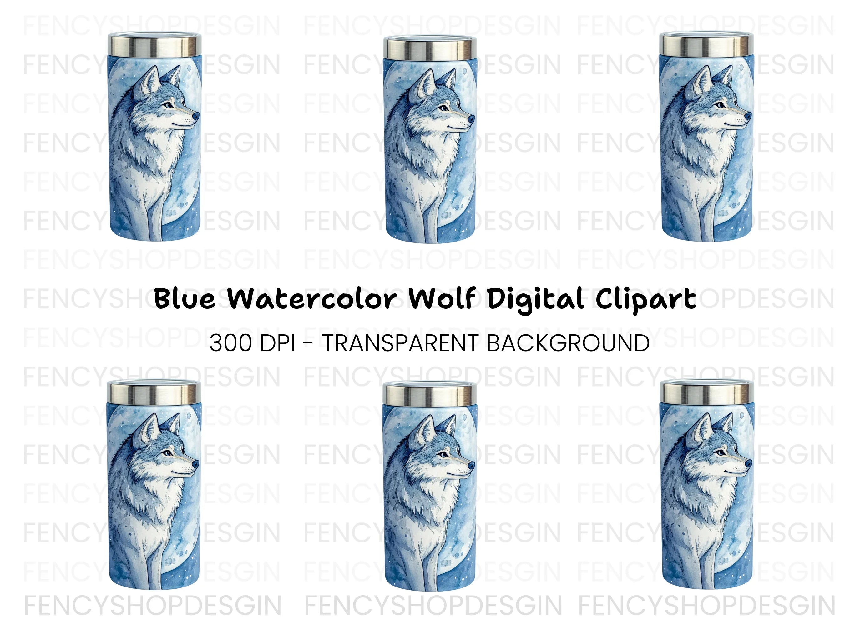 Blue Wolf Travel Clipart Bundle