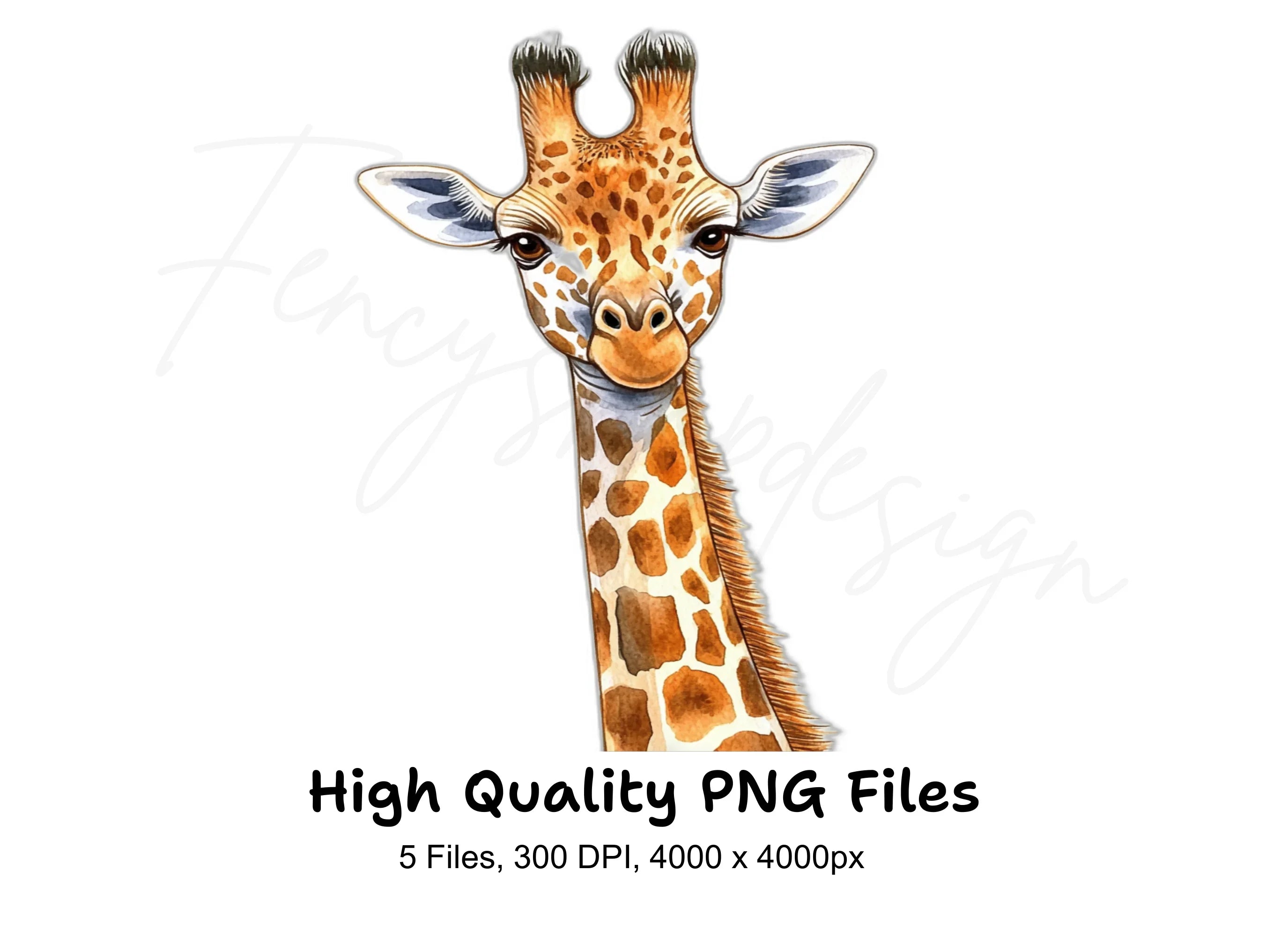 Cute Giraffe Faces Clipart Bundle