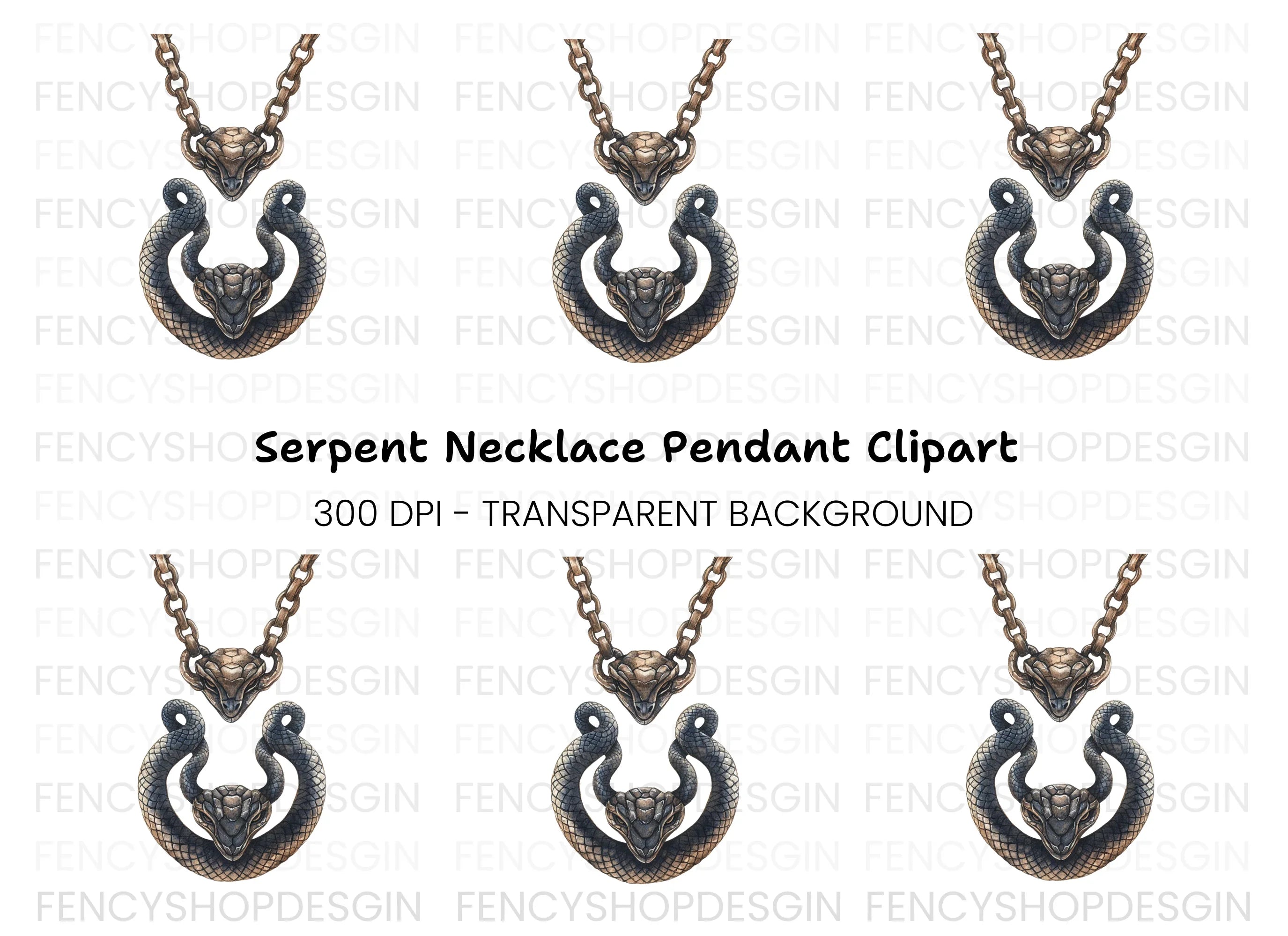 Double Serpent Necklace Clipart Bundle
