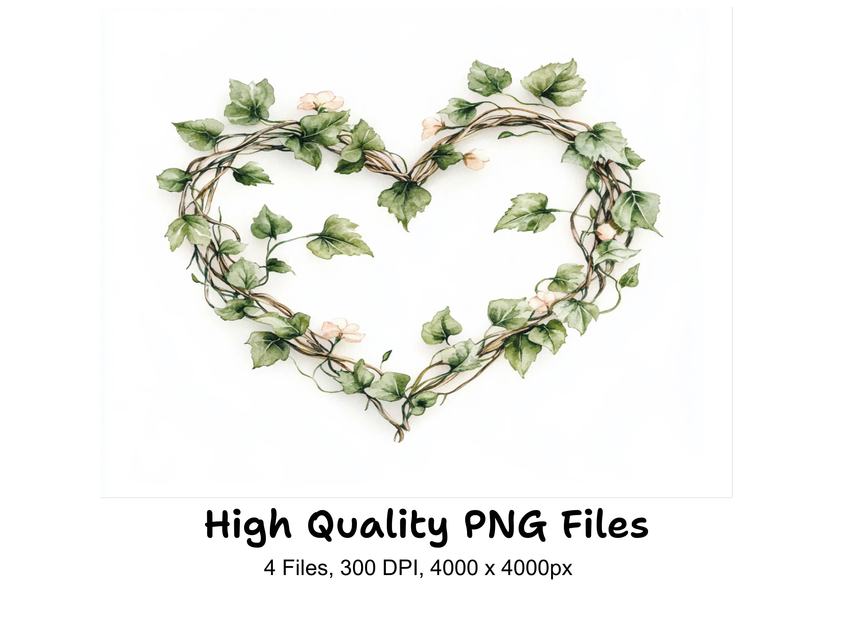 Floral Vine Heart Wreaths Clipart Bundle
