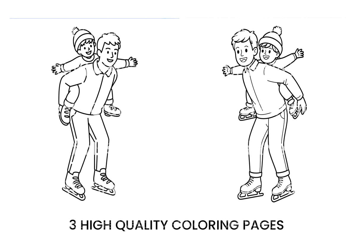 Father and Son Ice Skating Fun Coloring Books