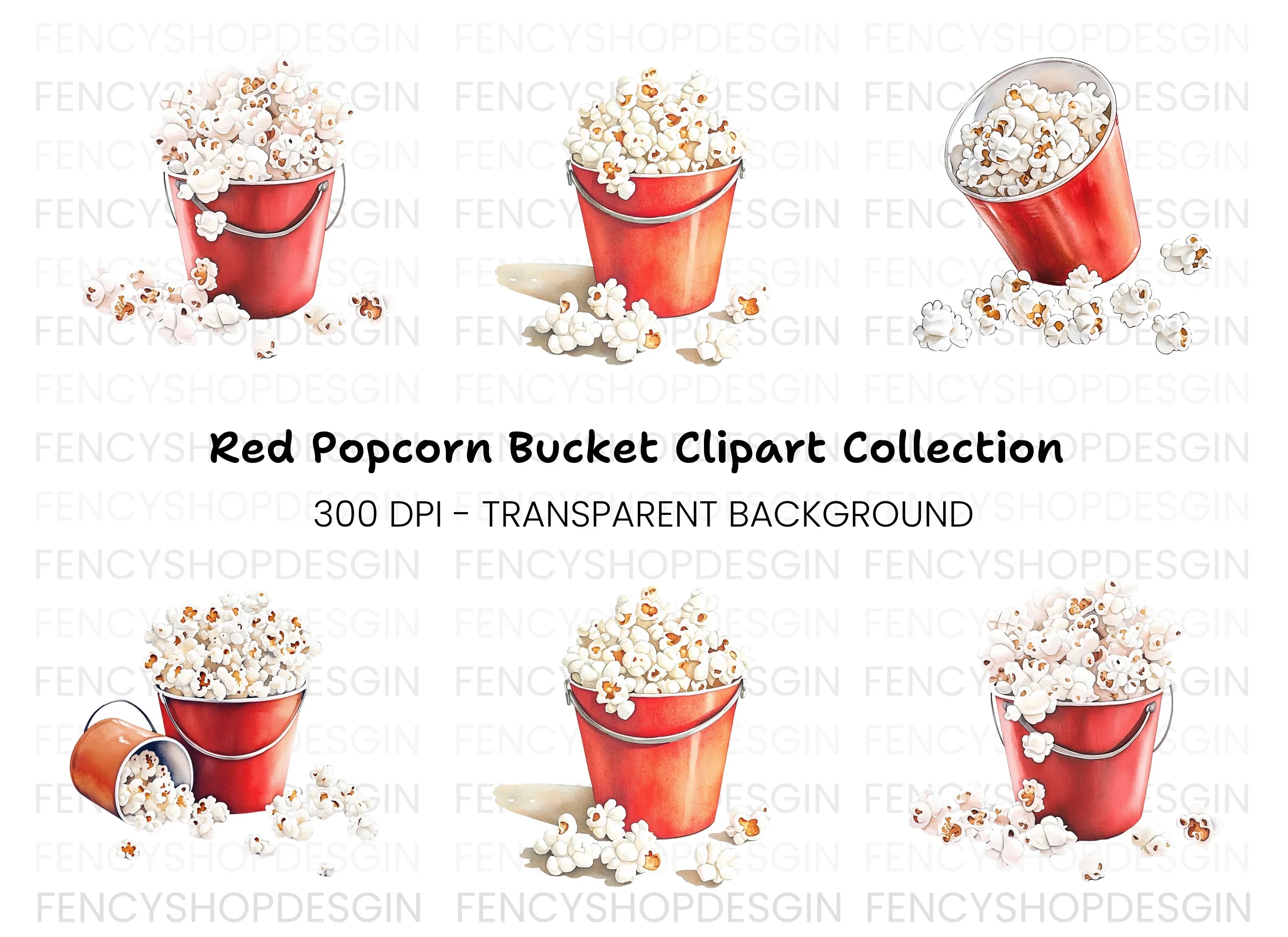 Popcorn Buckets Clipart Bundle