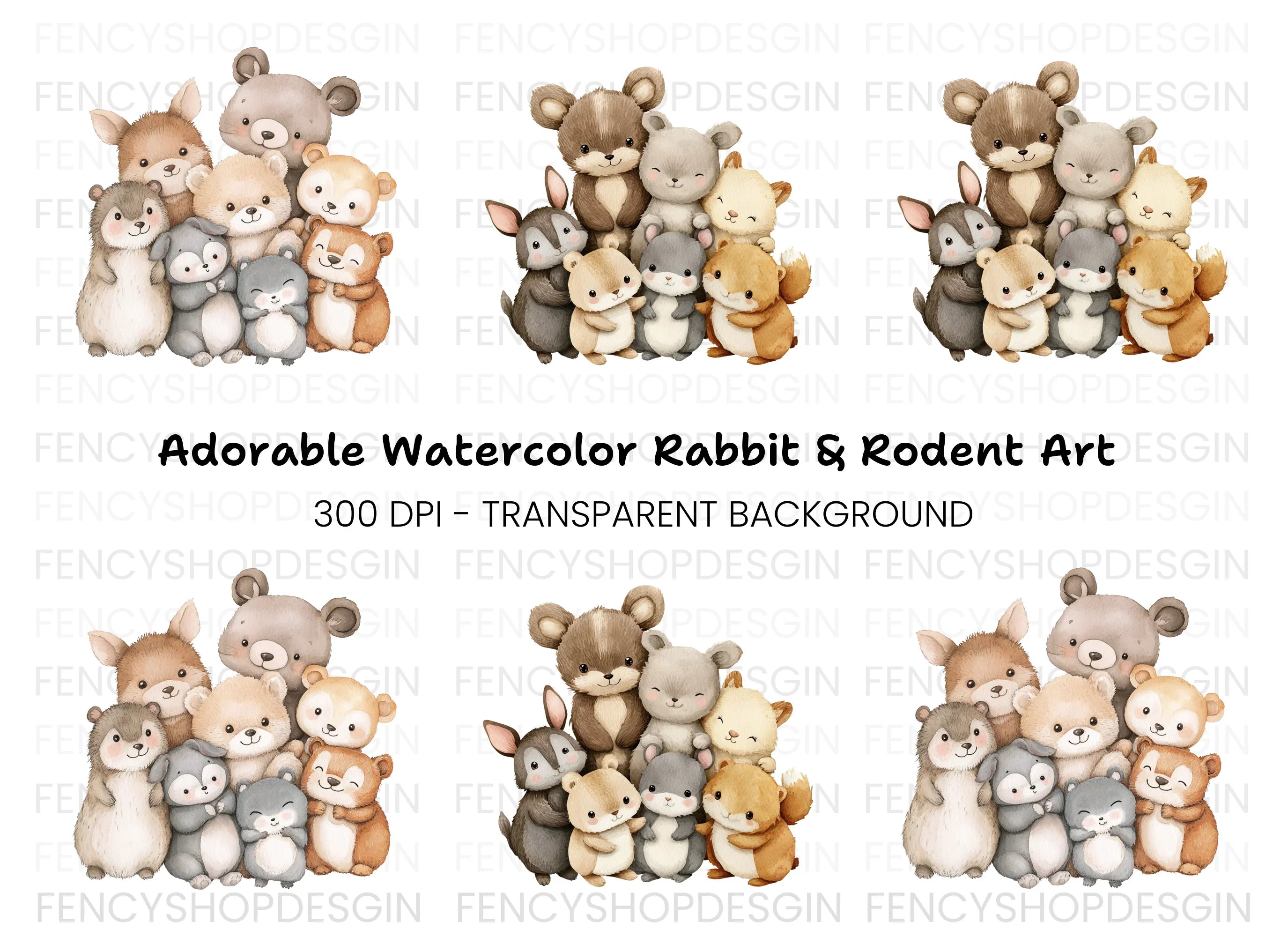 Cute Woodland Animal Friends Clipart Bundle