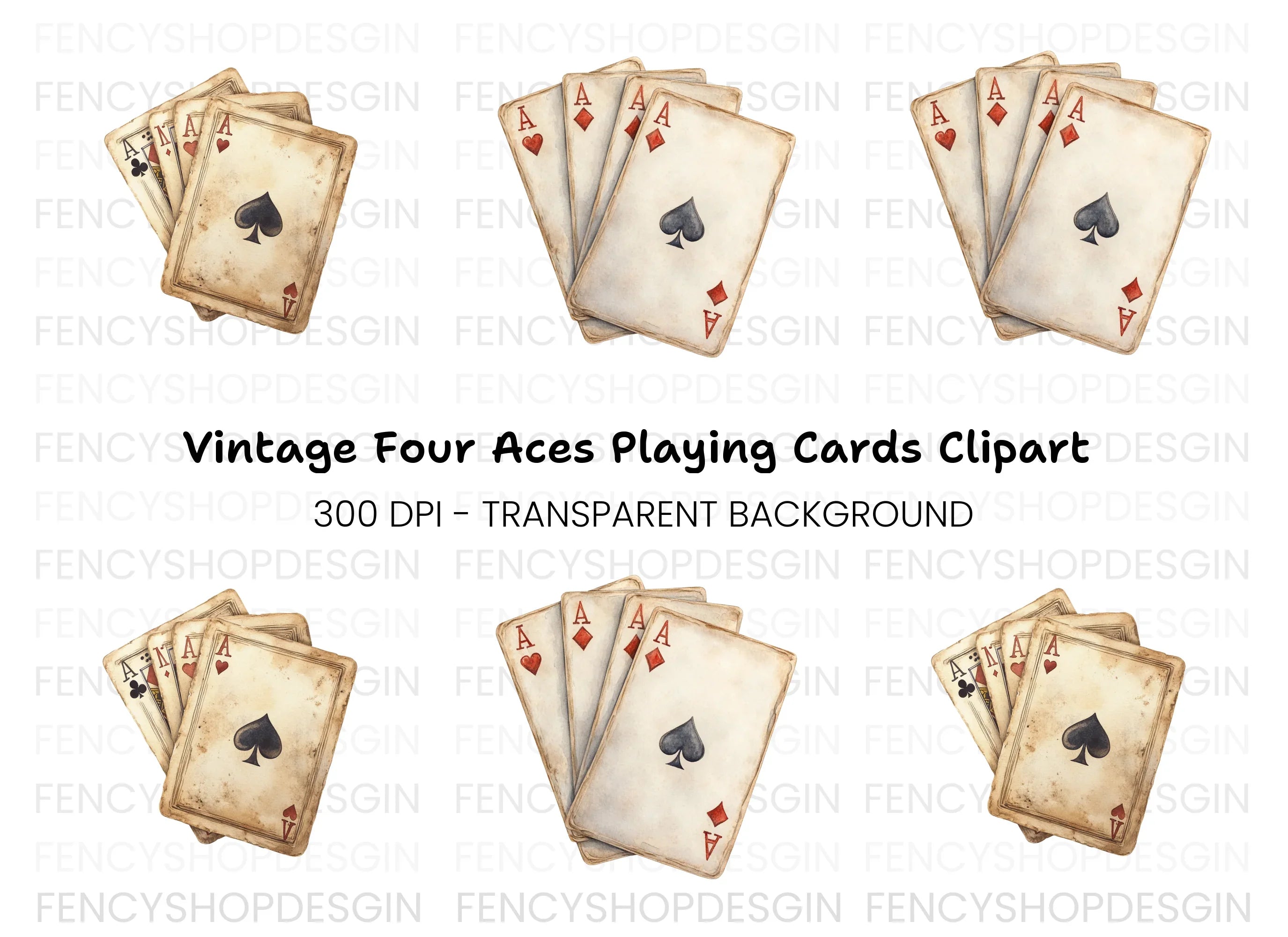 Aces Playing Cards Clipart Bundle