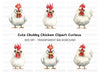 Funny Cartoon Chicken Faces Clipart Bundle