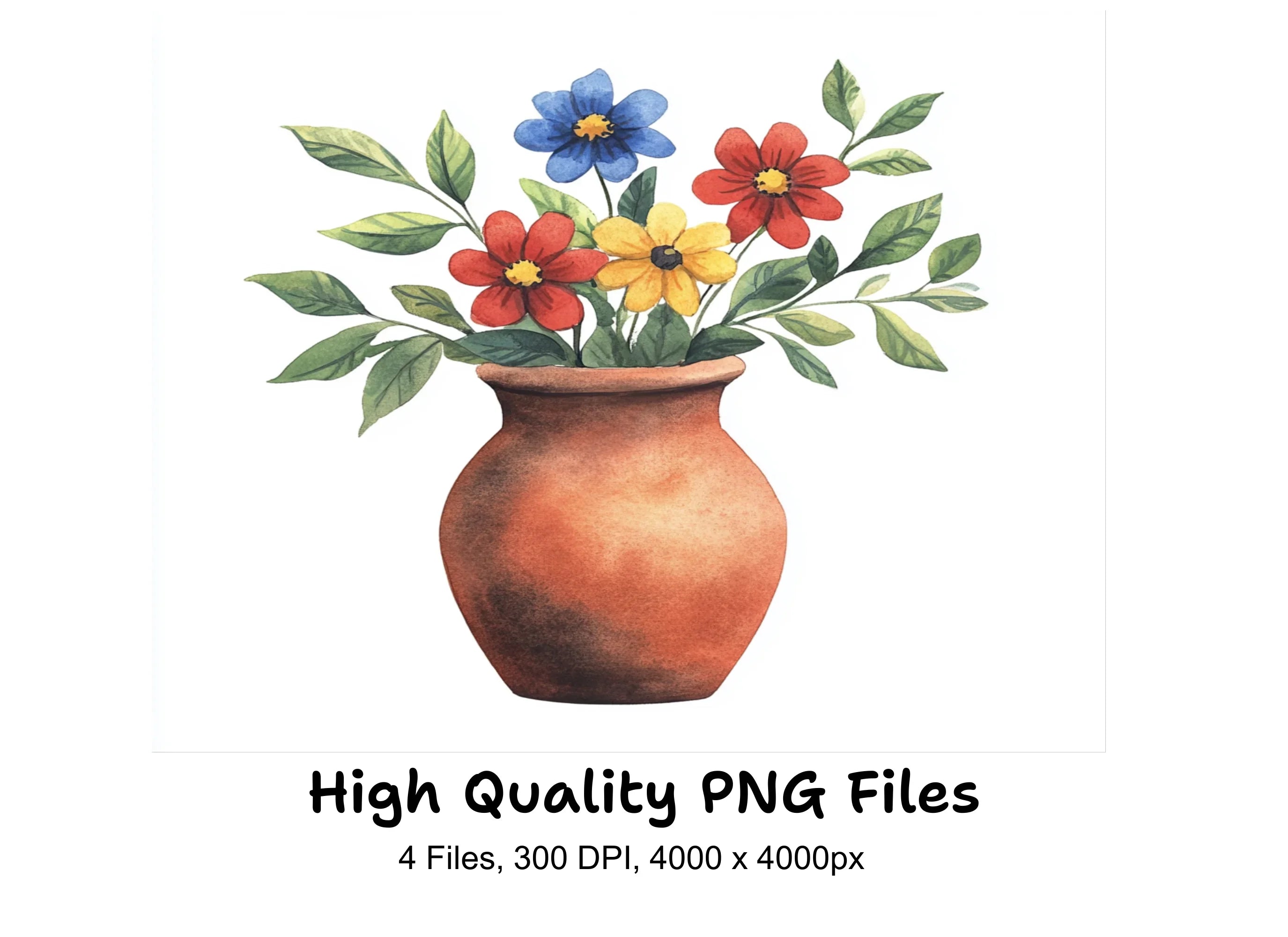 Vibrant Flower Vase Clipart Bundle