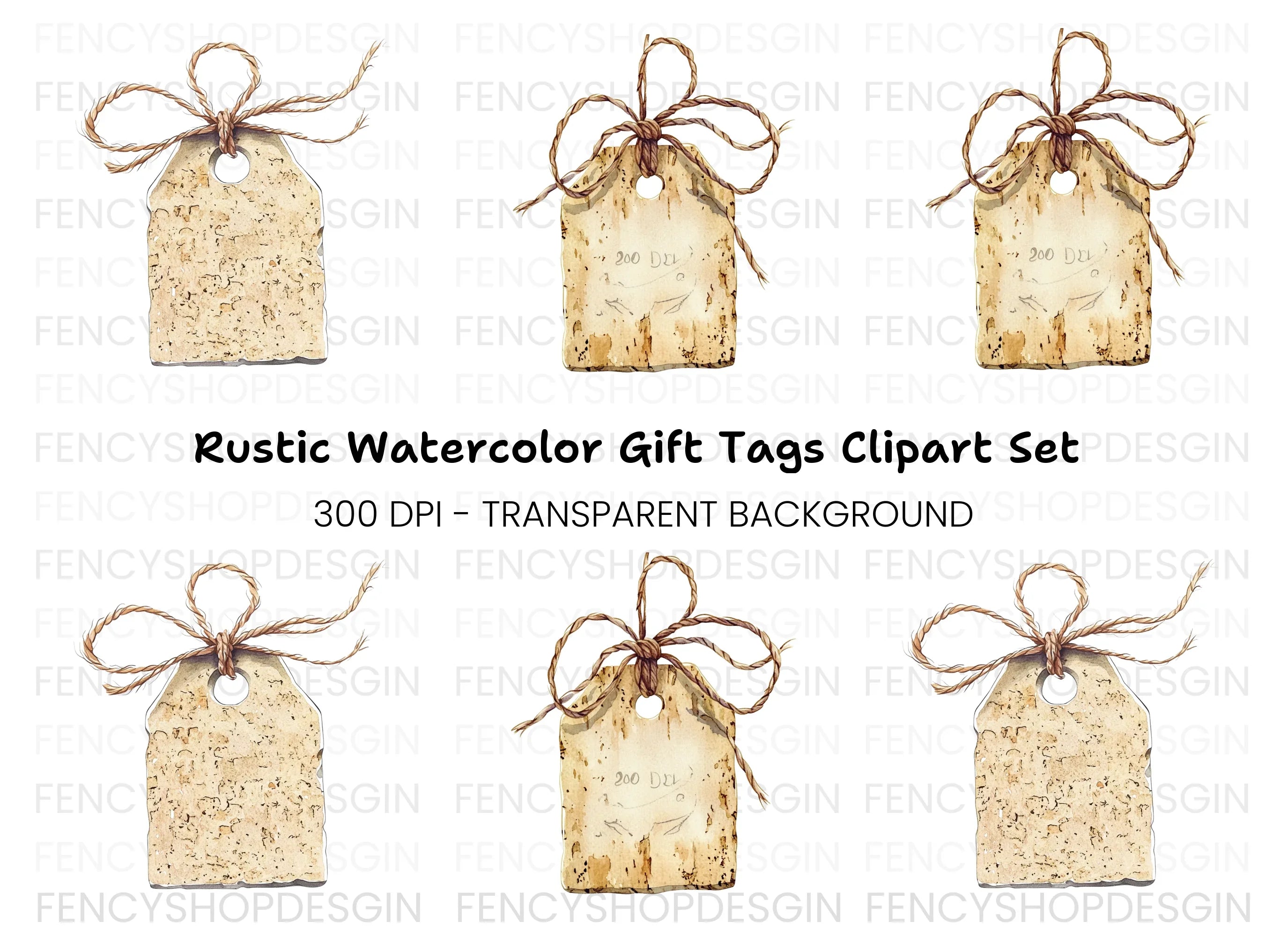Vintage Cork Tag Clipart Bundle