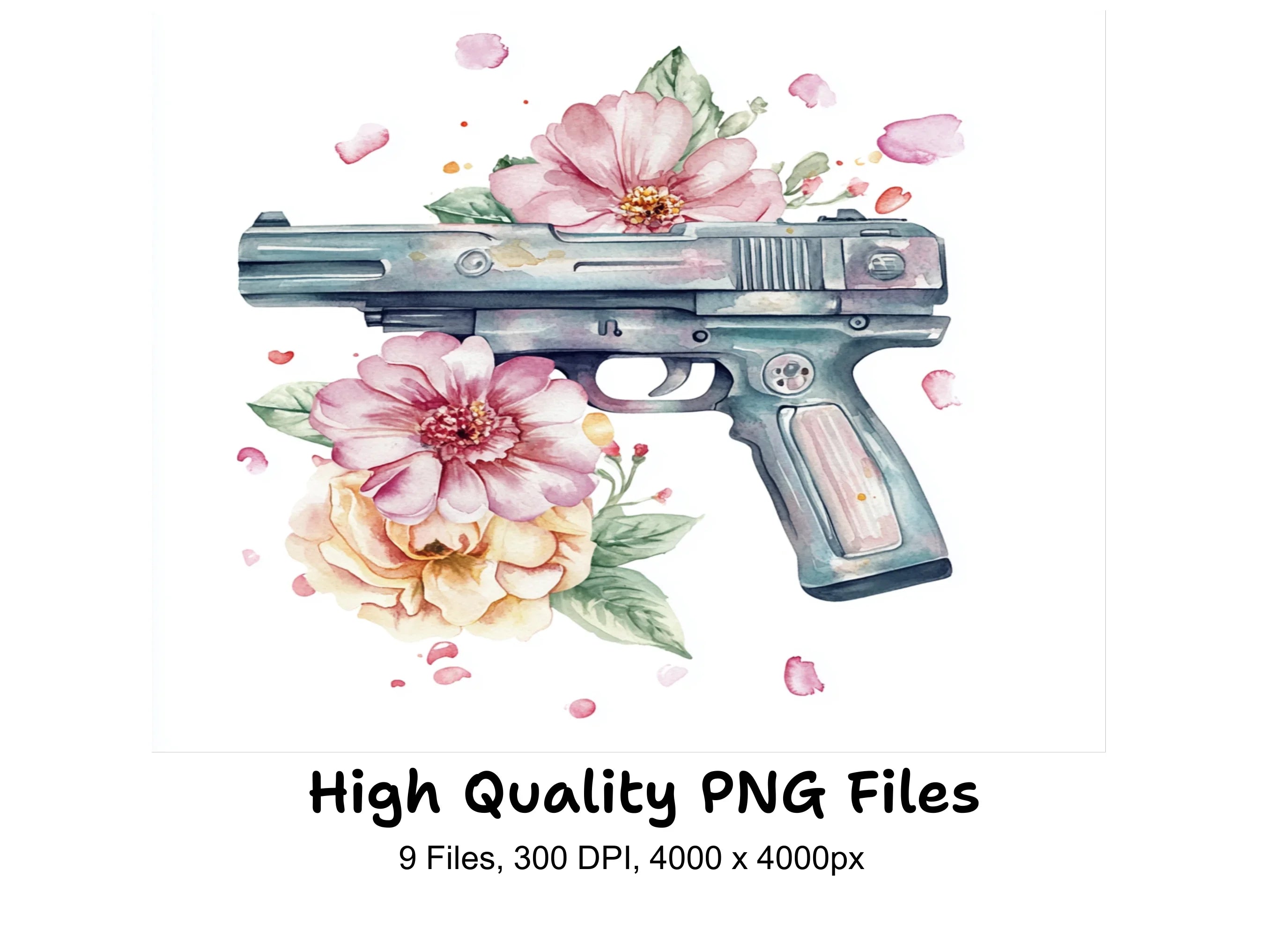 Floral Guns Clipart Bundle